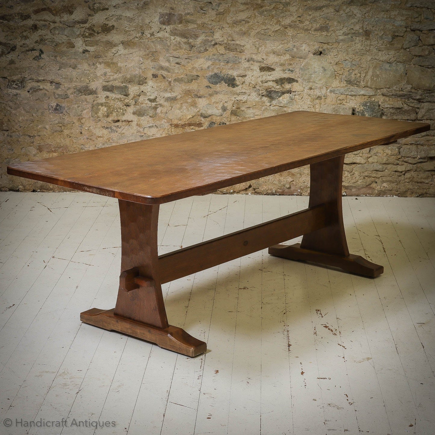 7 foot Acornman (Ex-Mouseman) Arts & Crafts Yorkshire School Oak Dining Table