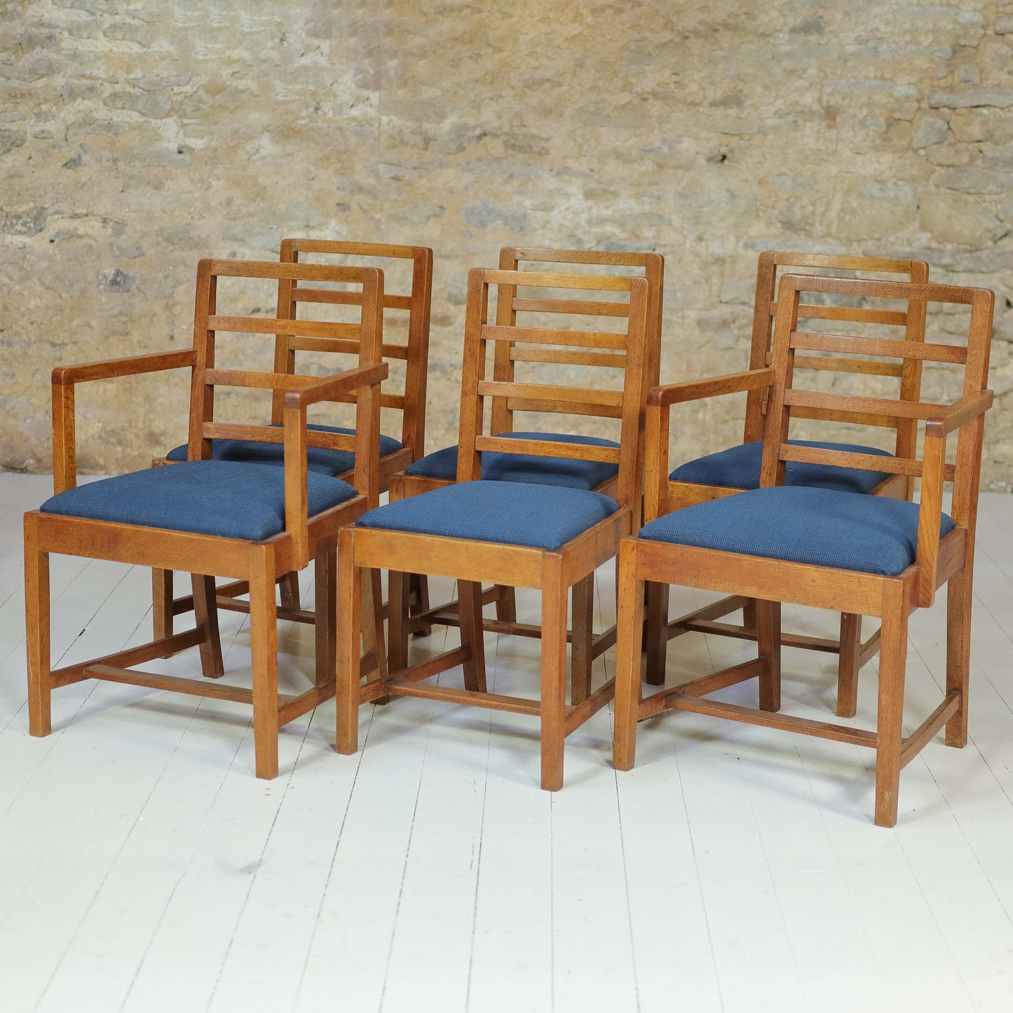 Set of 6 Gordon Russell Arts & Crafts Cotswold School English Oak Chair c. 1935
