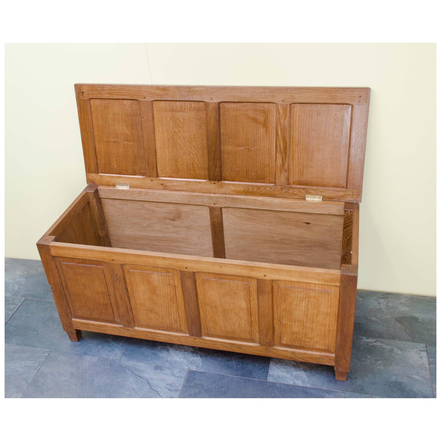 Colin 'Beaverman' Almack (Ex-Mouseman) Colin Almack Antique Yorkshire School Adzed Oak Blanket Box