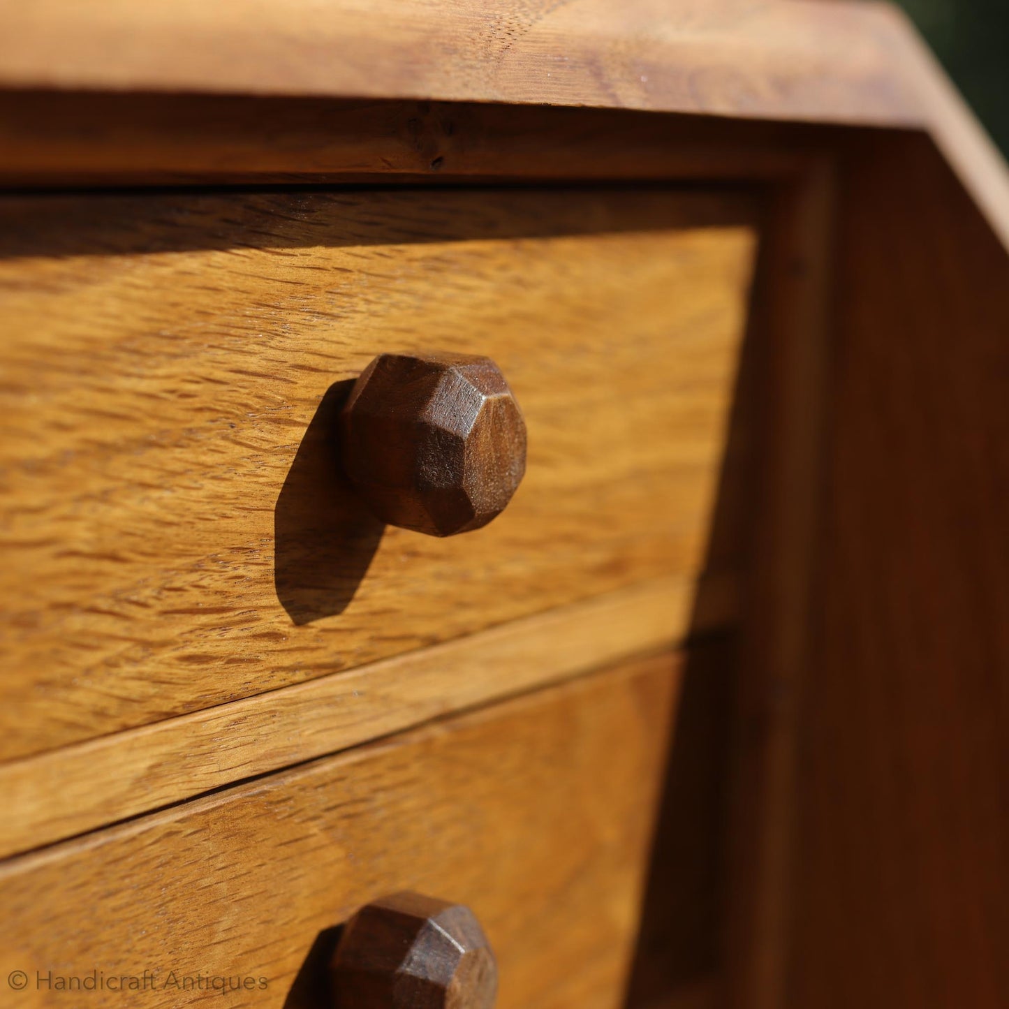 Derek 'Lizardman' Slater Arts & Crafts Yorkshire School English Oak Bureau c. 1970.