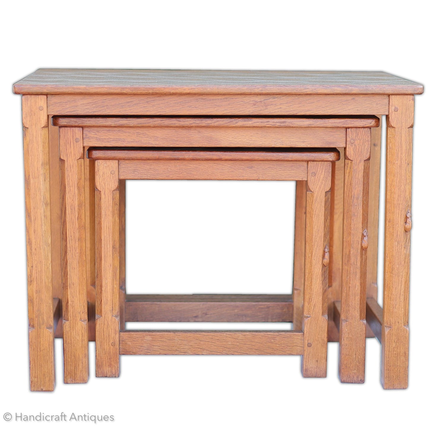 Robert 'Mouseman' Thompson Arts & Crafts Yorkshire School Oak Nest of Tables