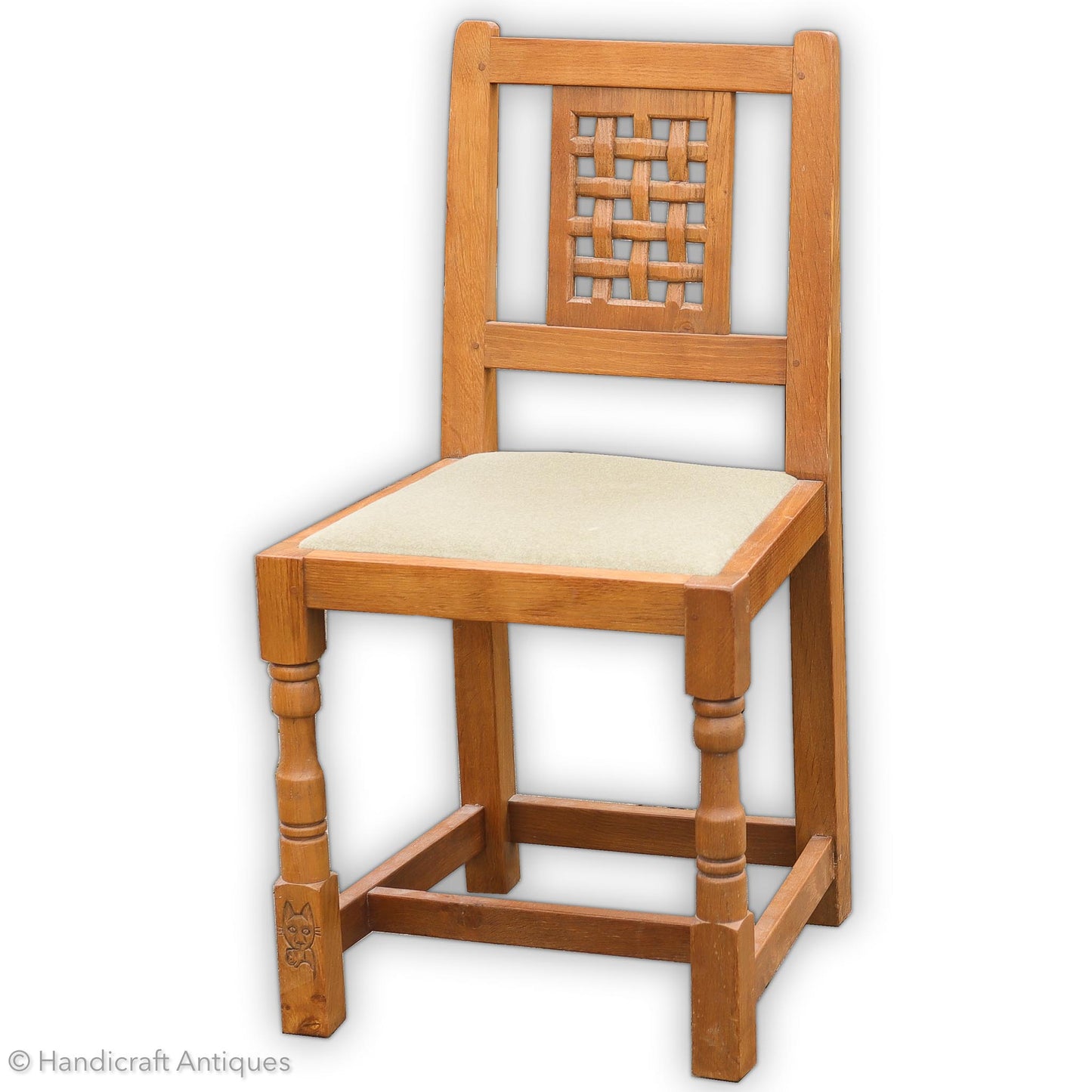 Set of 6 Cat & Mouseman Arts & Crafts Yorkshire School Oak Chairs