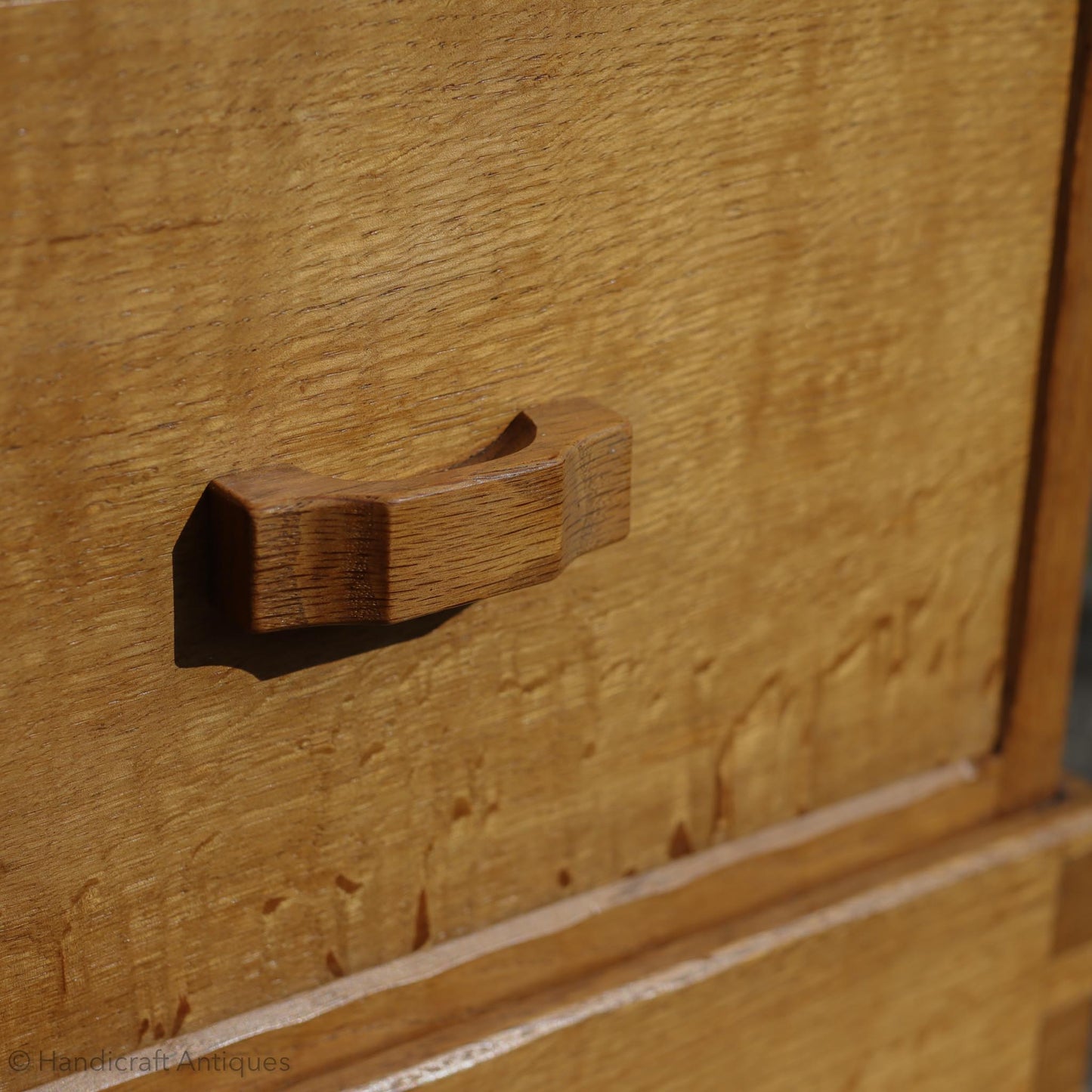 Derek 'Lizardman' Slater Arts & Crafts Yorkshire School English Oak Bureau c. 1970.