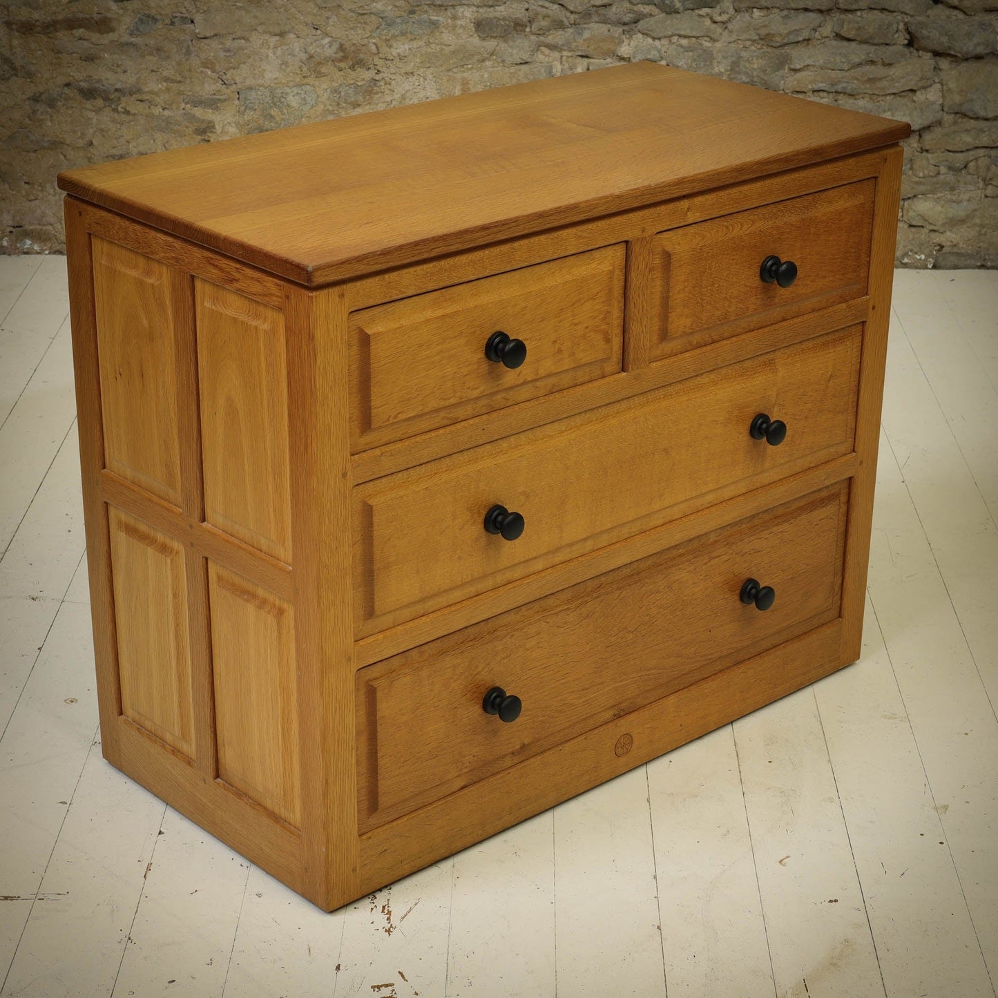 Phil Langstaff Arts & Crafts Yorkshire School English Oak Chest of Drawers (a)
