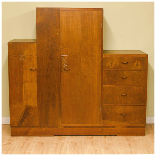 Harry Norris (Red Rose Guild) Arts & Crafts Walnut Sectional Wardrobe 1930