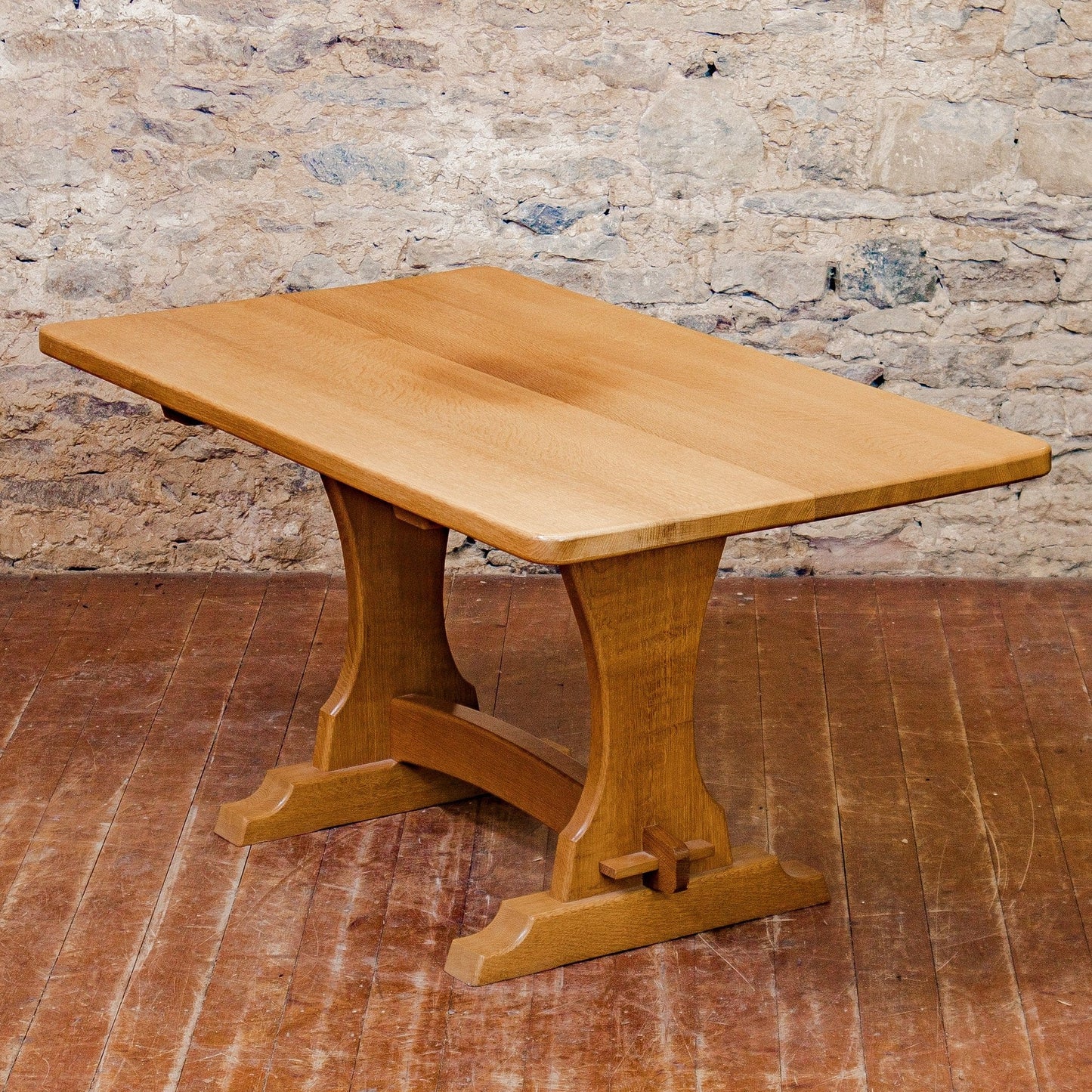 Horace 'Knightman' Knight Arts & Crafts Yorkshire School Oak Dining Table
