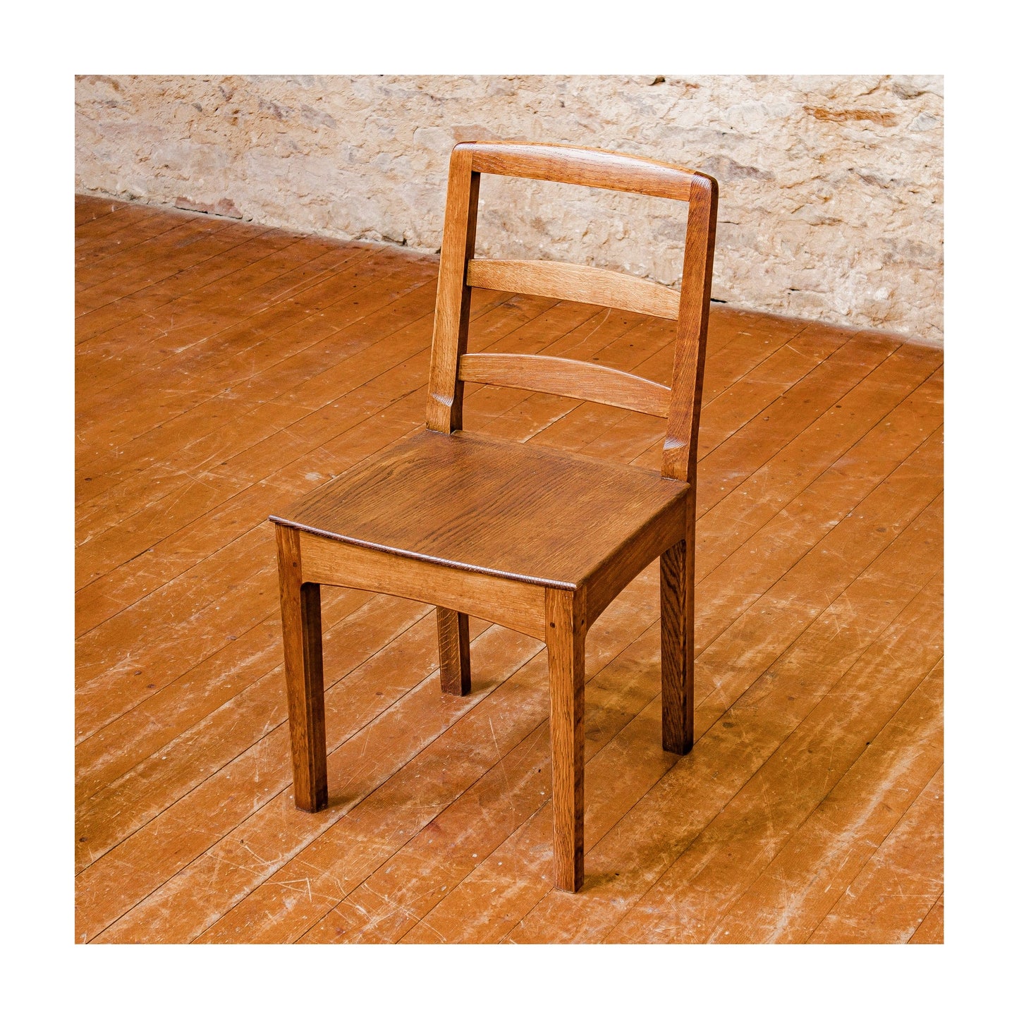 Set of 8 Peter Hall Arts & Crafts Lakes School English Oak Arched Rail Chairs.