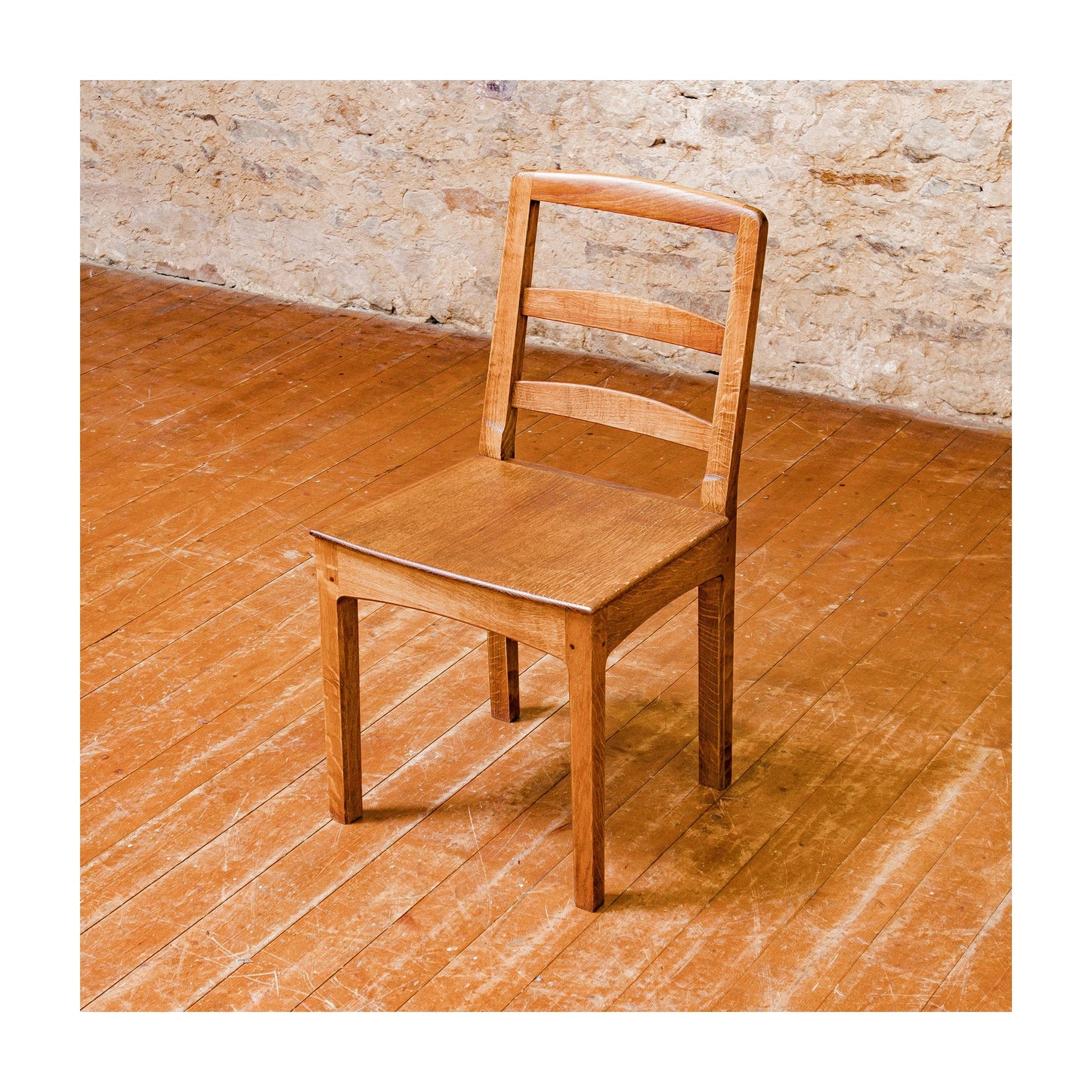 Set of 8 Peter Hall Arts & Crafts Lakes School English Oak Arched Rail Chairs.
