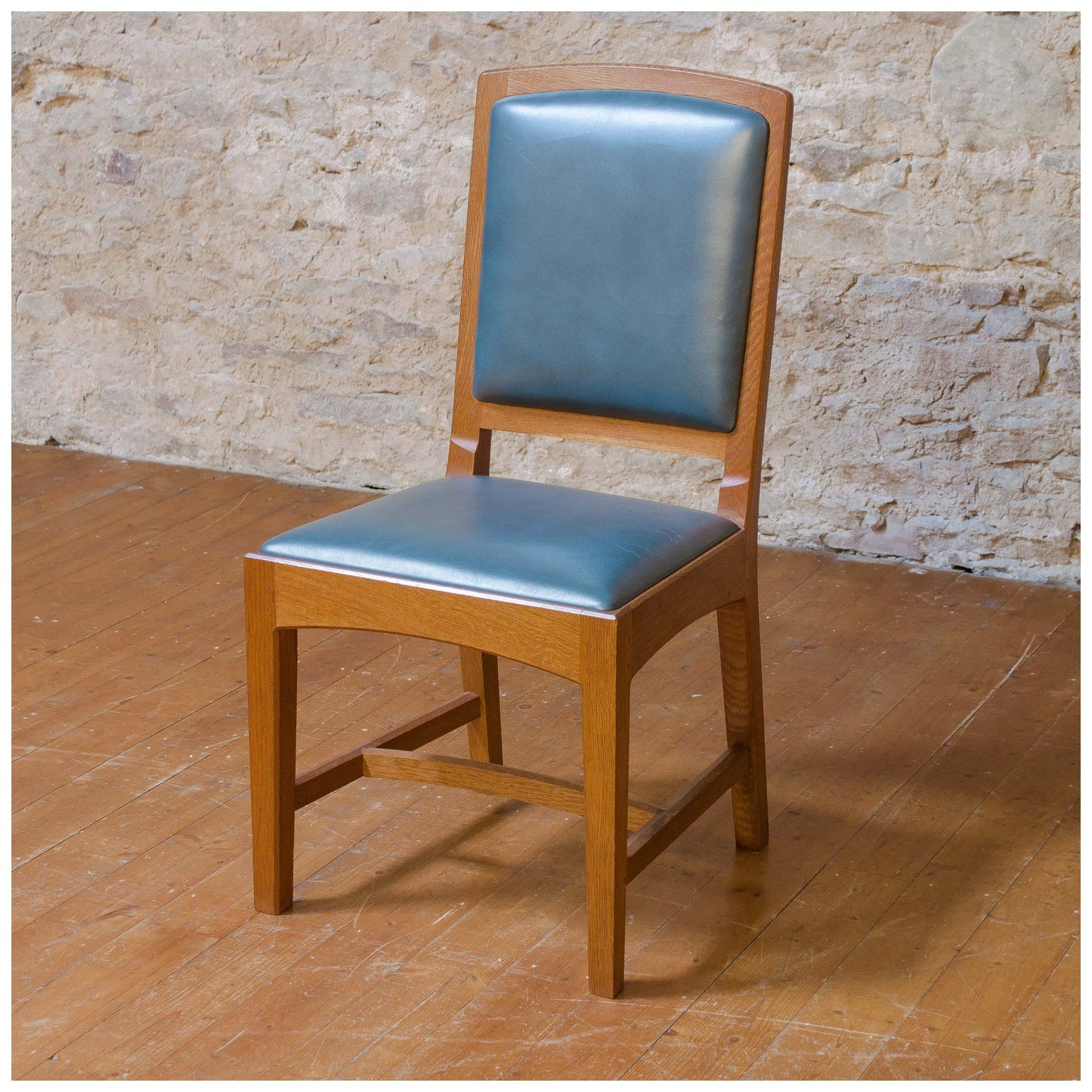 4 Peter Hall Arts & Crafts Cotswold School English Oak & Leather 'Oxford' Chairs