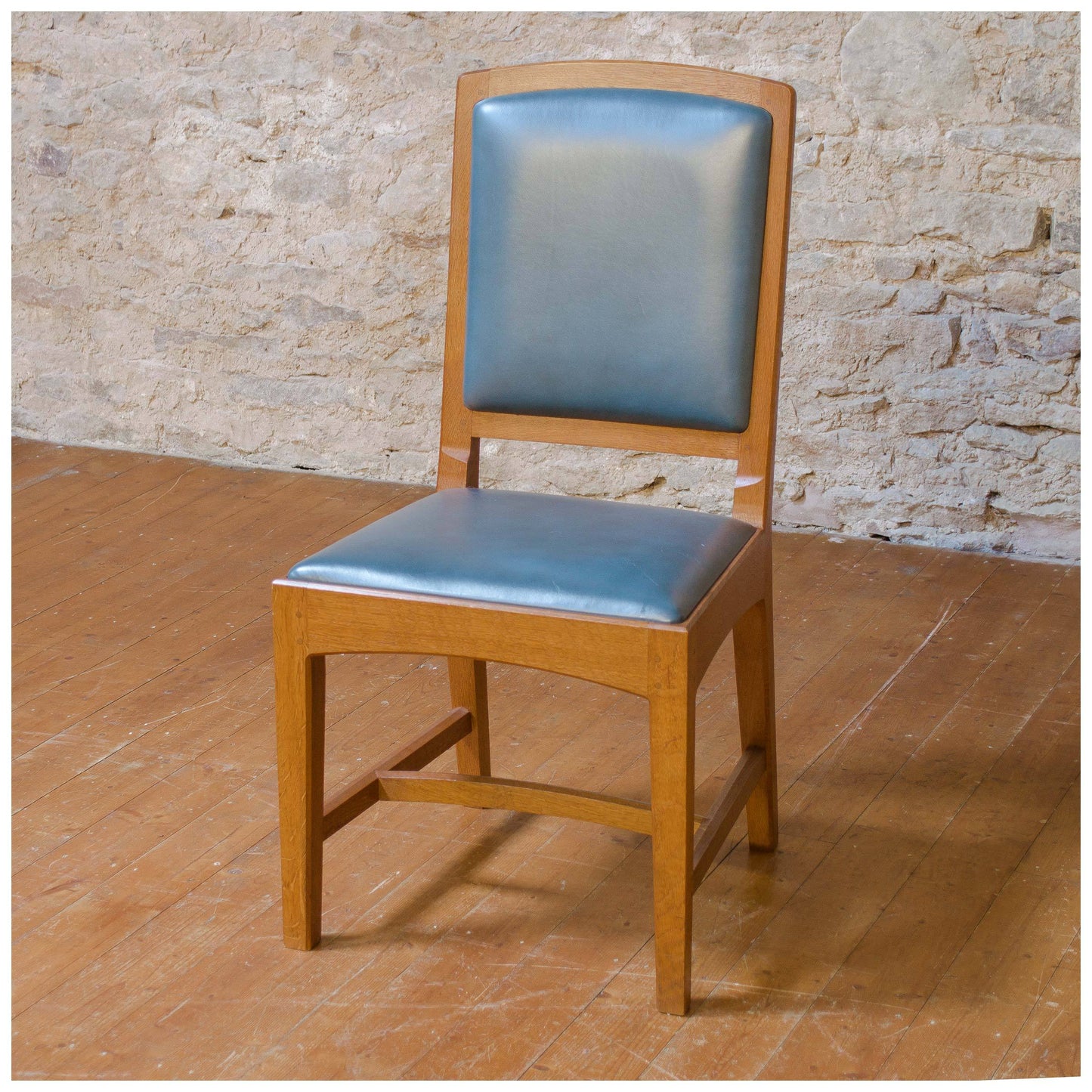 4 Peter Hall Arts & Crafts Cotswold School English Oak & Leather 'Oxford' Chairs