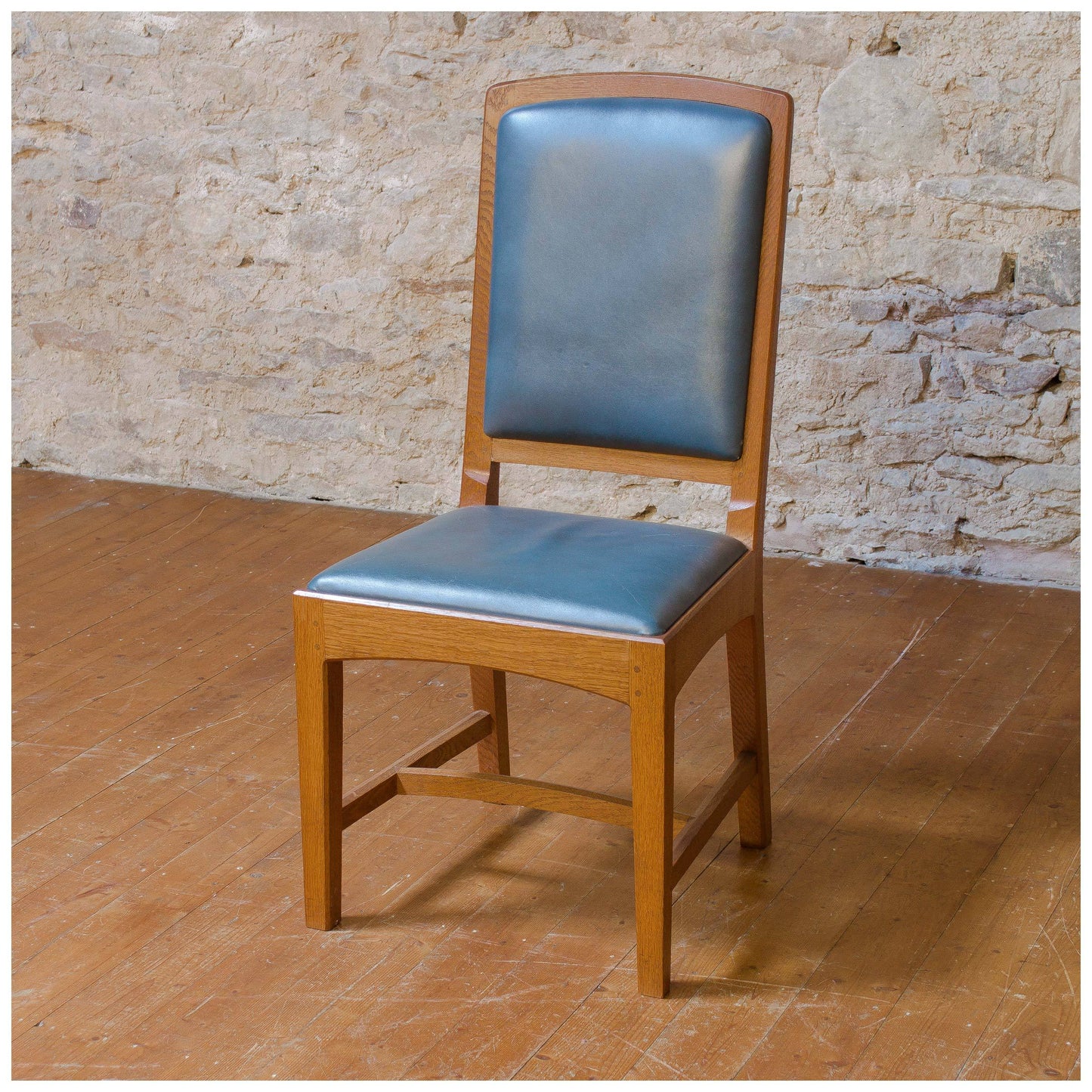 4 Peter Hall Arts & Crafts Cotswold School English Oak & Leather 'Oxford' Chairs