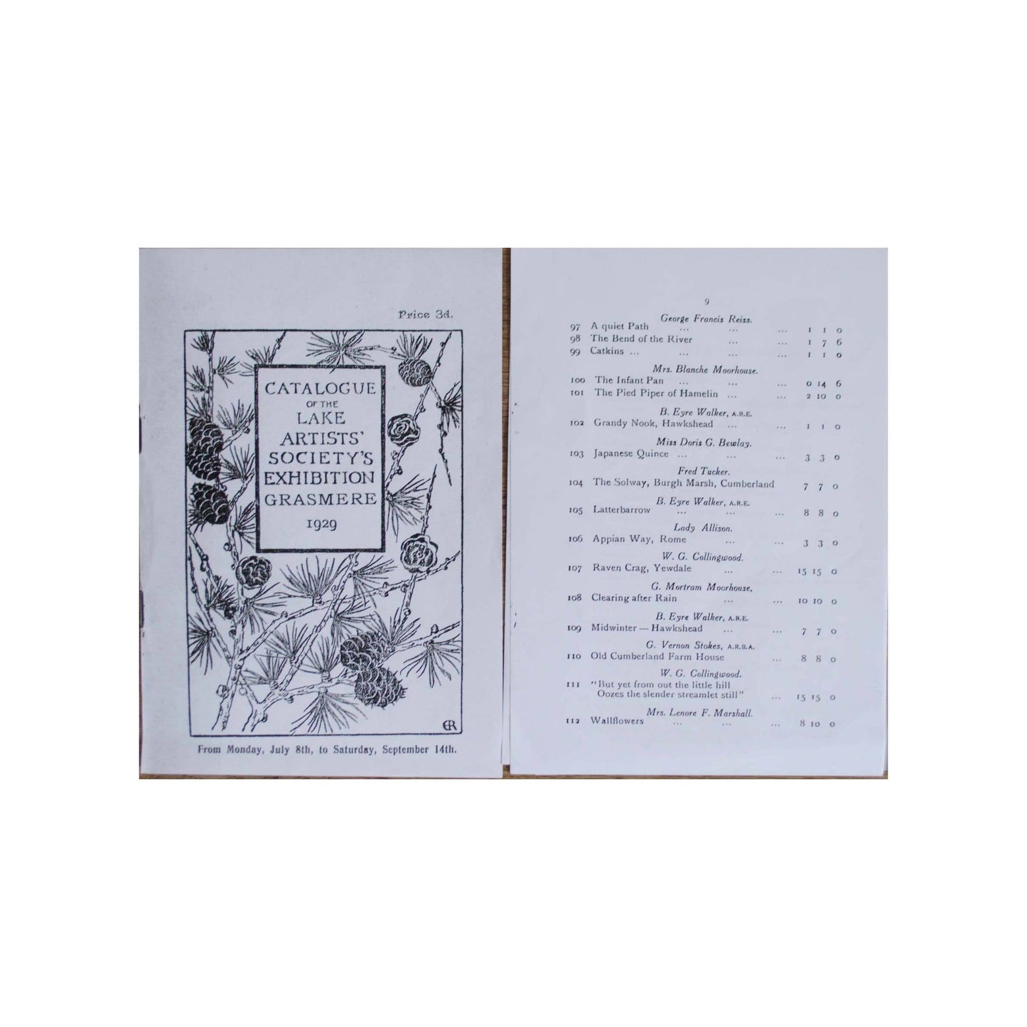 W. G. Collingwood an Original Watercolour of Raven Crag Yewdale 1929 1929