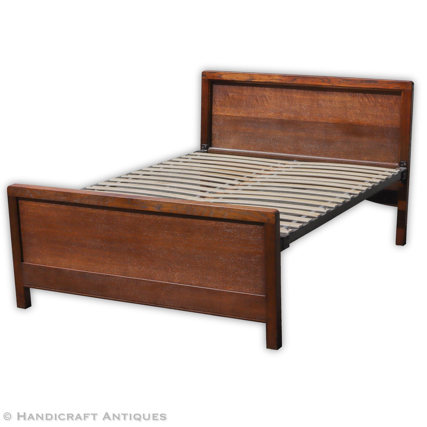 Arthur W. Simpson (The Handicrafts, Kendal) Arts & Crafts Lakes School English Oak Bed c. 1920.