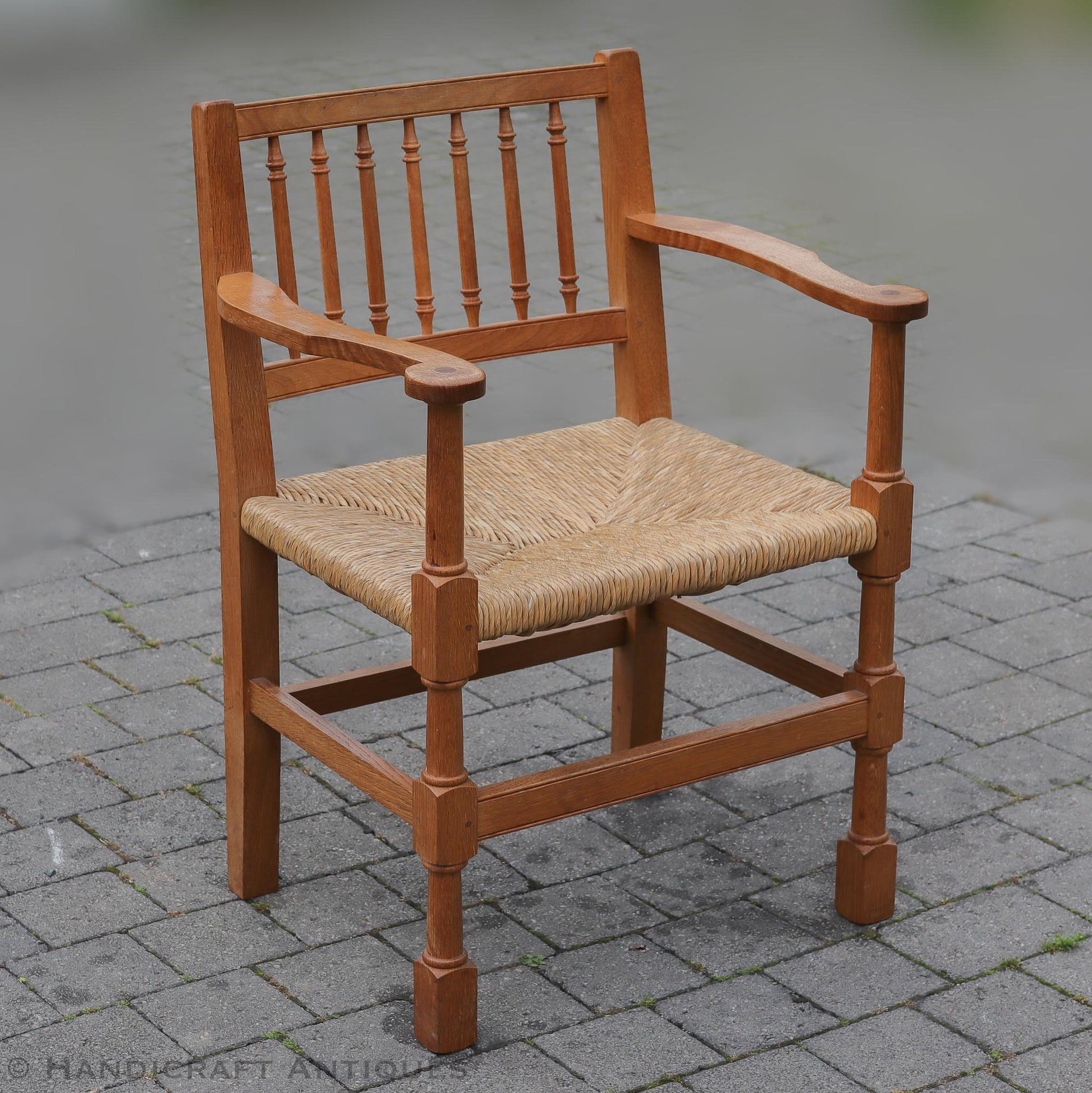 Peter Hall of Staveley Arts & Crafts Lakes School Turned Leg English Oak Chair 1978.