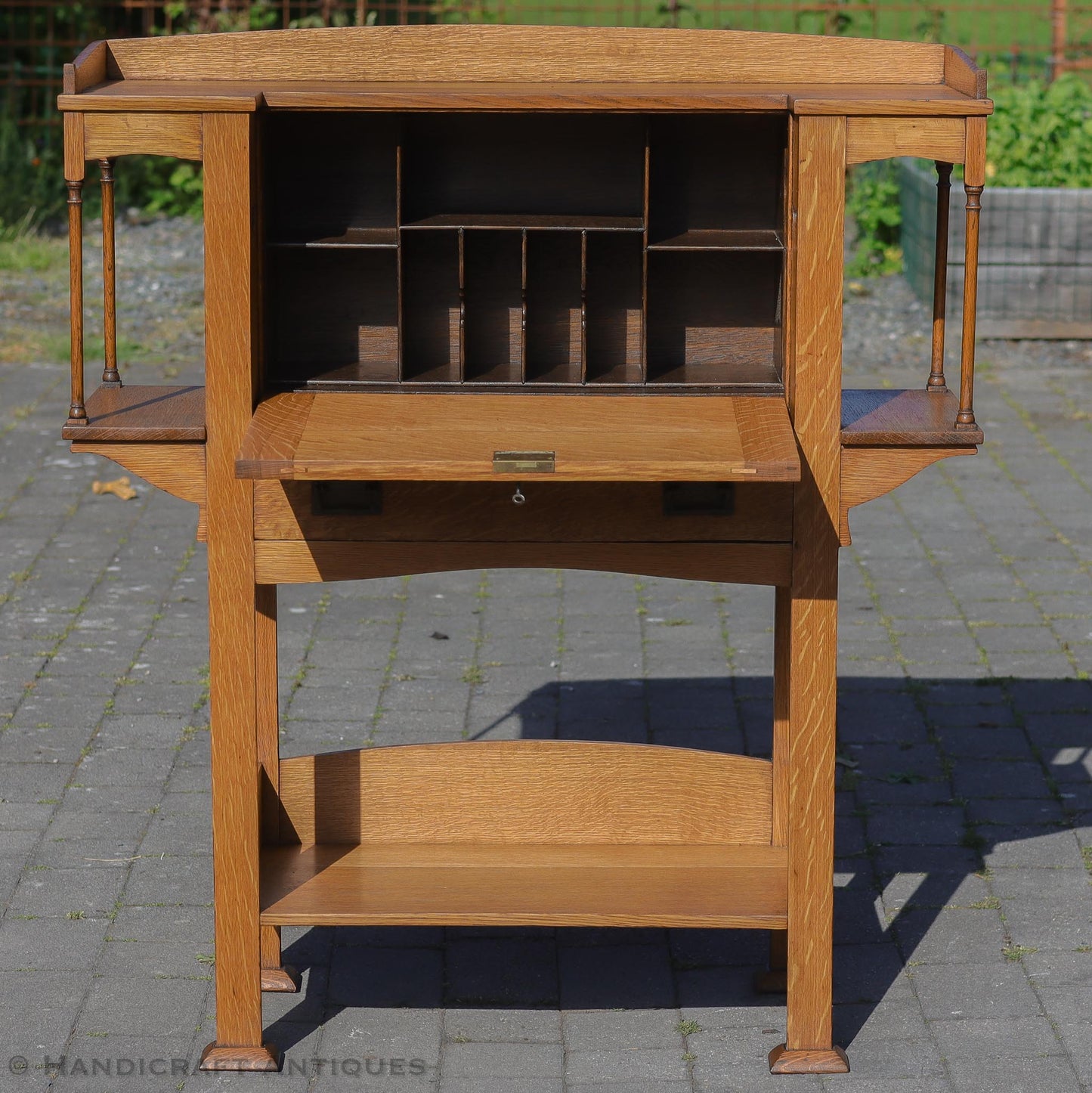 Liberty & Co Arts & Crafts Cotswold School English Oak Bureau c. 1920.