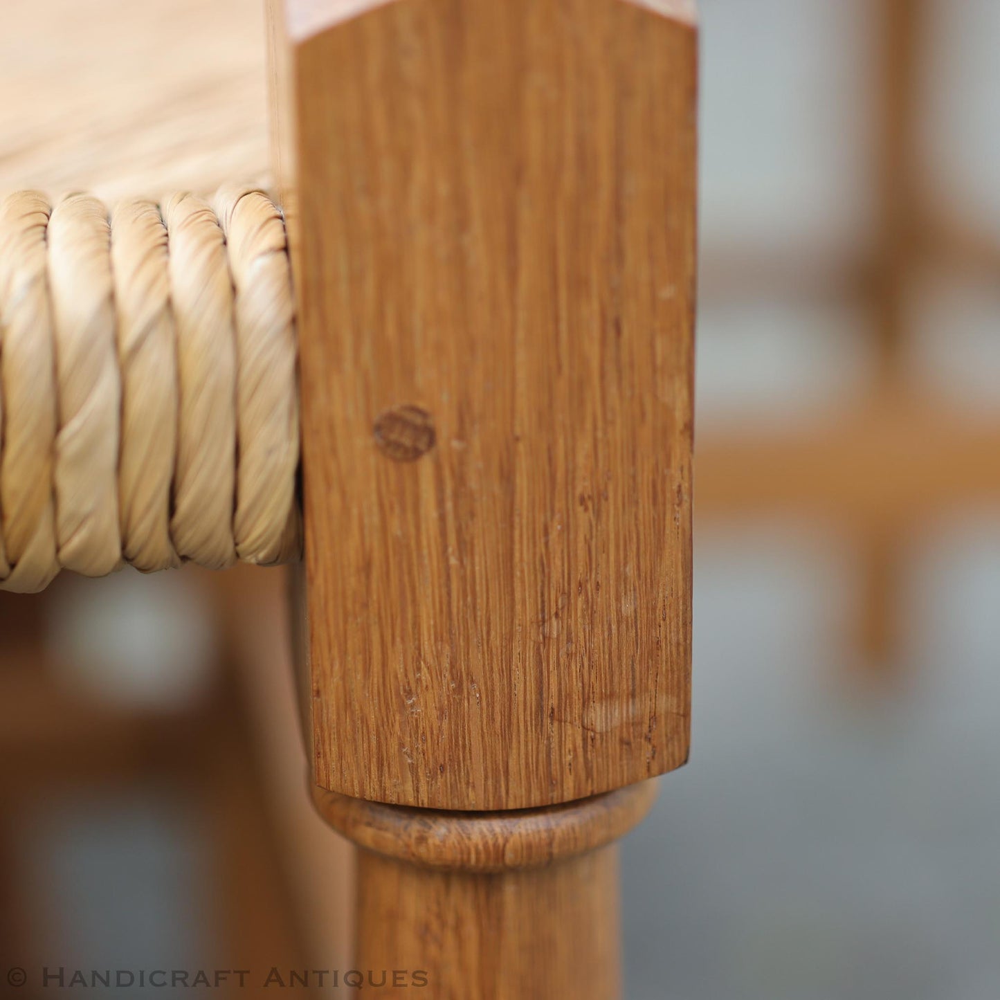 Peter Hall of Staveley Arts & Crafts Lakes School Turned Leg English Oak Chair 1978.