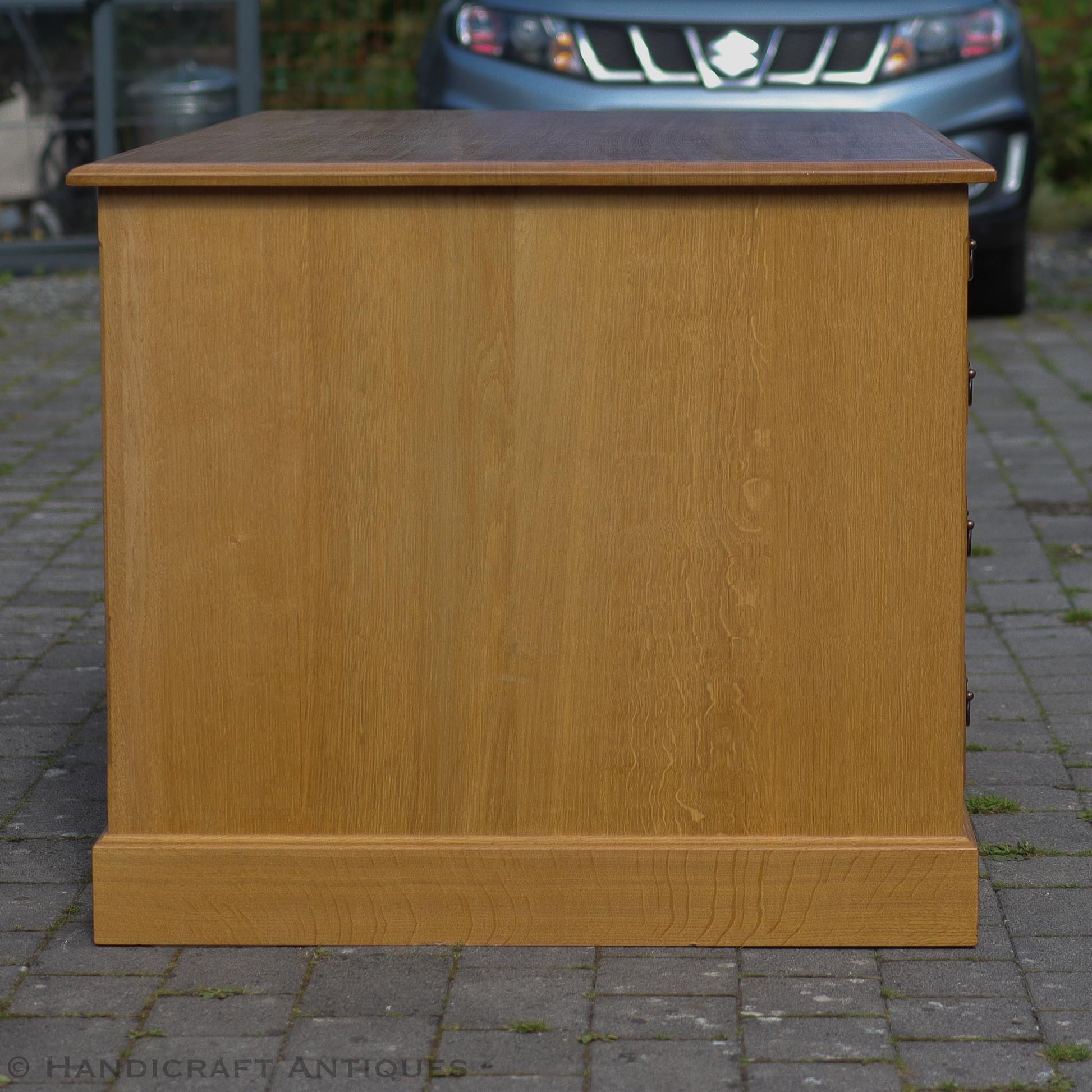 Andrew  Jordon Arts & Crafts Lakes School English Oak Pedestal Desk