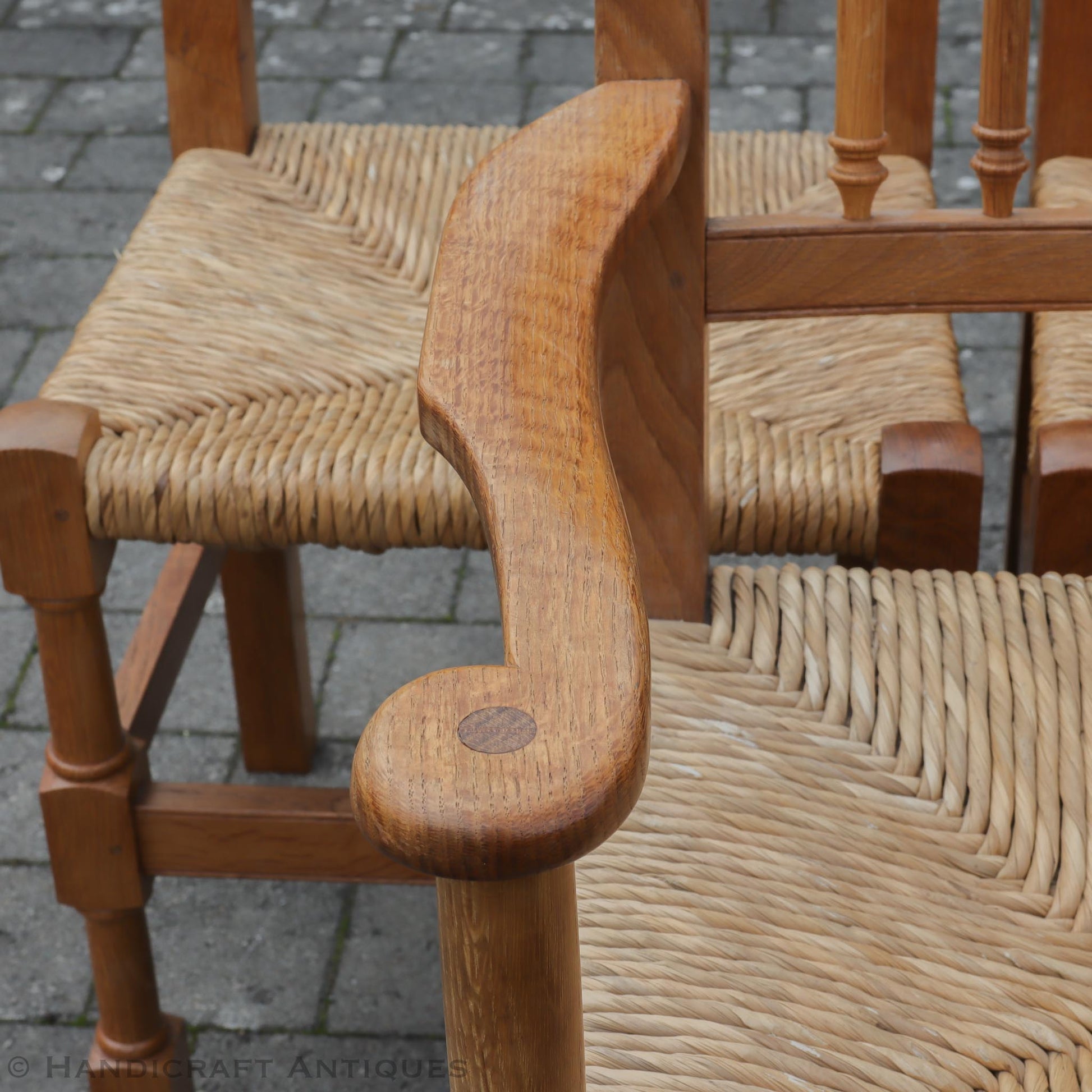 Peter Hall of Staveley Arts & Crafts Lakes School Turned Leg English Oak Chair 1978.