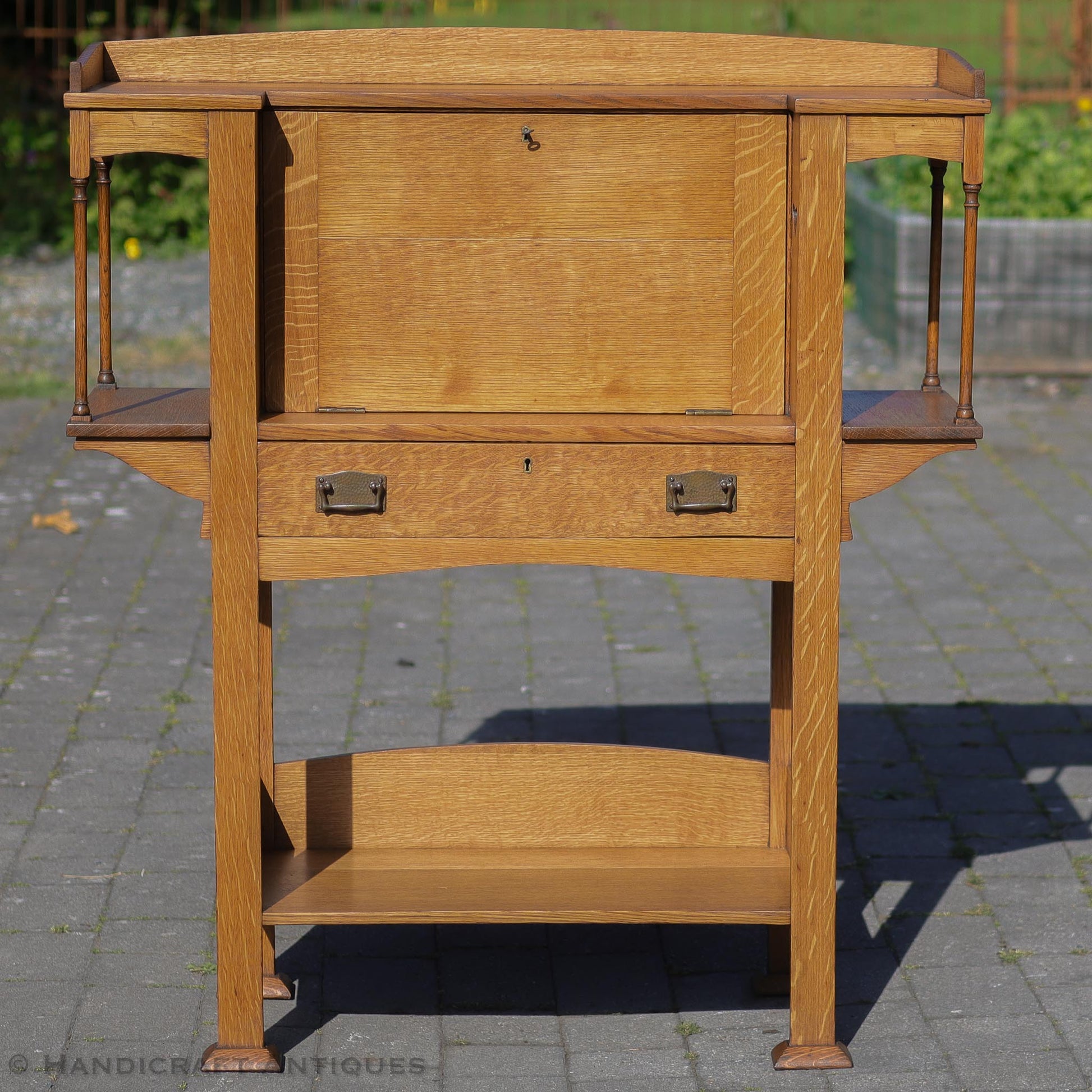 Liberty & Co Arts & Crafts Cotswold School English Oak Bureau c. 1920.