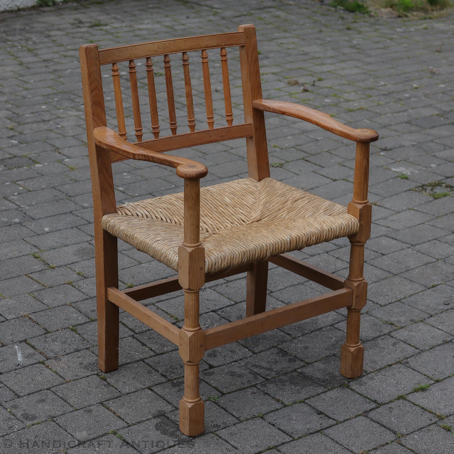 Peter Hall of Staveley Arts & Crafts Lakes School Turned Leg English Oak Chair 1978.