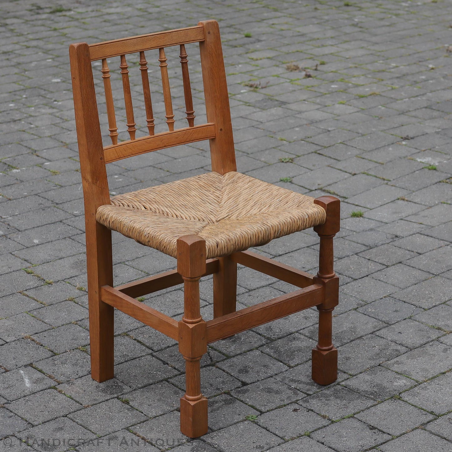 Peter Hall of Staveley Arts & Crafts Lakes School Turned Leg English Oak Chair 1978.