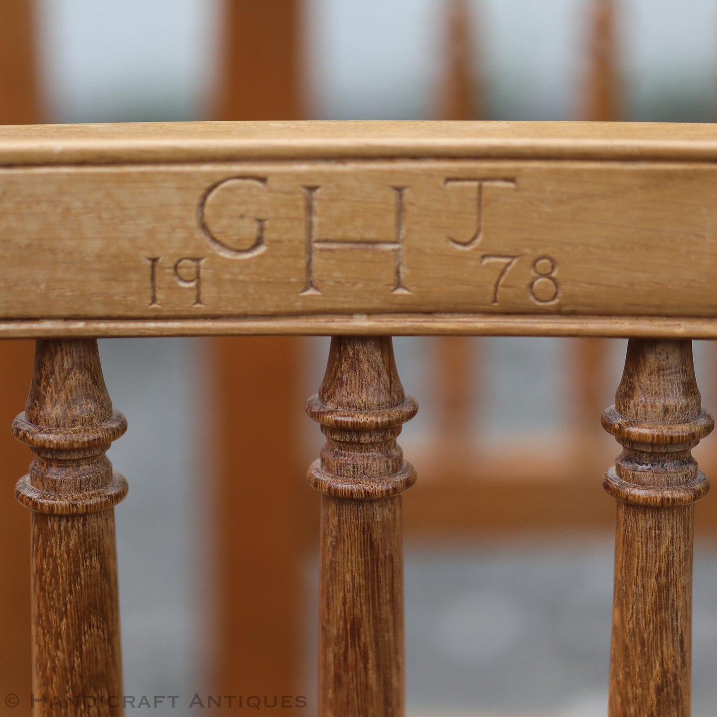 Peter Hall of Staveley Arts & Crafts Lakes School Turned Leg English Oak Chair 1978.