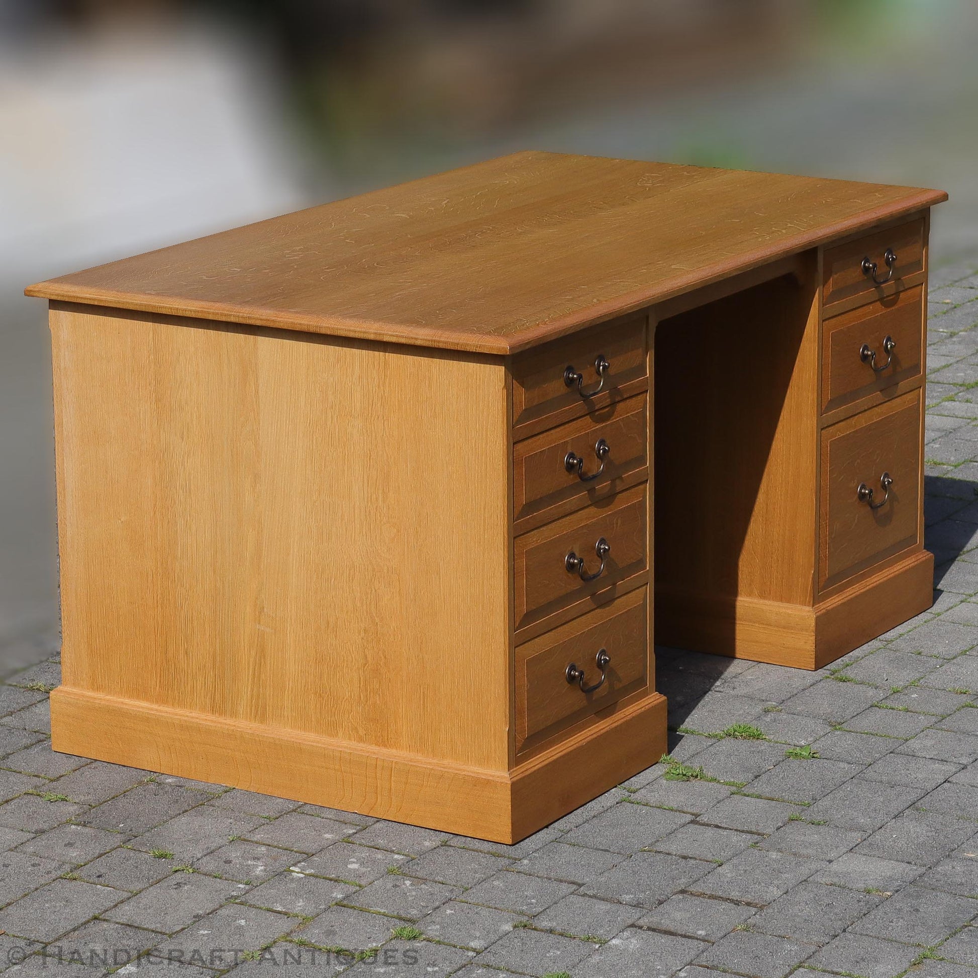 Andrew  Jordon Arts & Crafts Lakes School English Oak Pedestal Desk