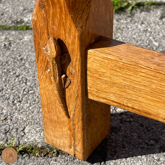 Set of 4 Derek ‘Lizardman’ Slater Arts & Crafts Yorkshire School Lattice Back English Oak Chairs