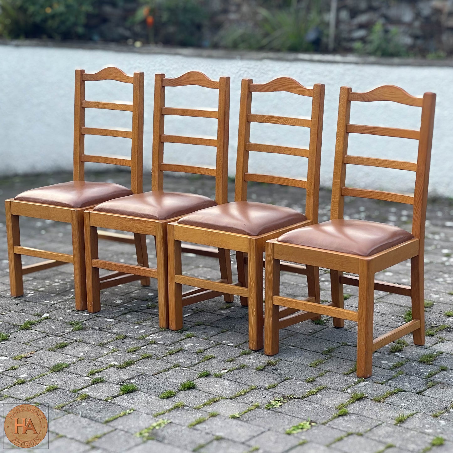 Set of 4 K. A. Wilkinson Arts & Crafts Yorkshire School English Oak Chairs