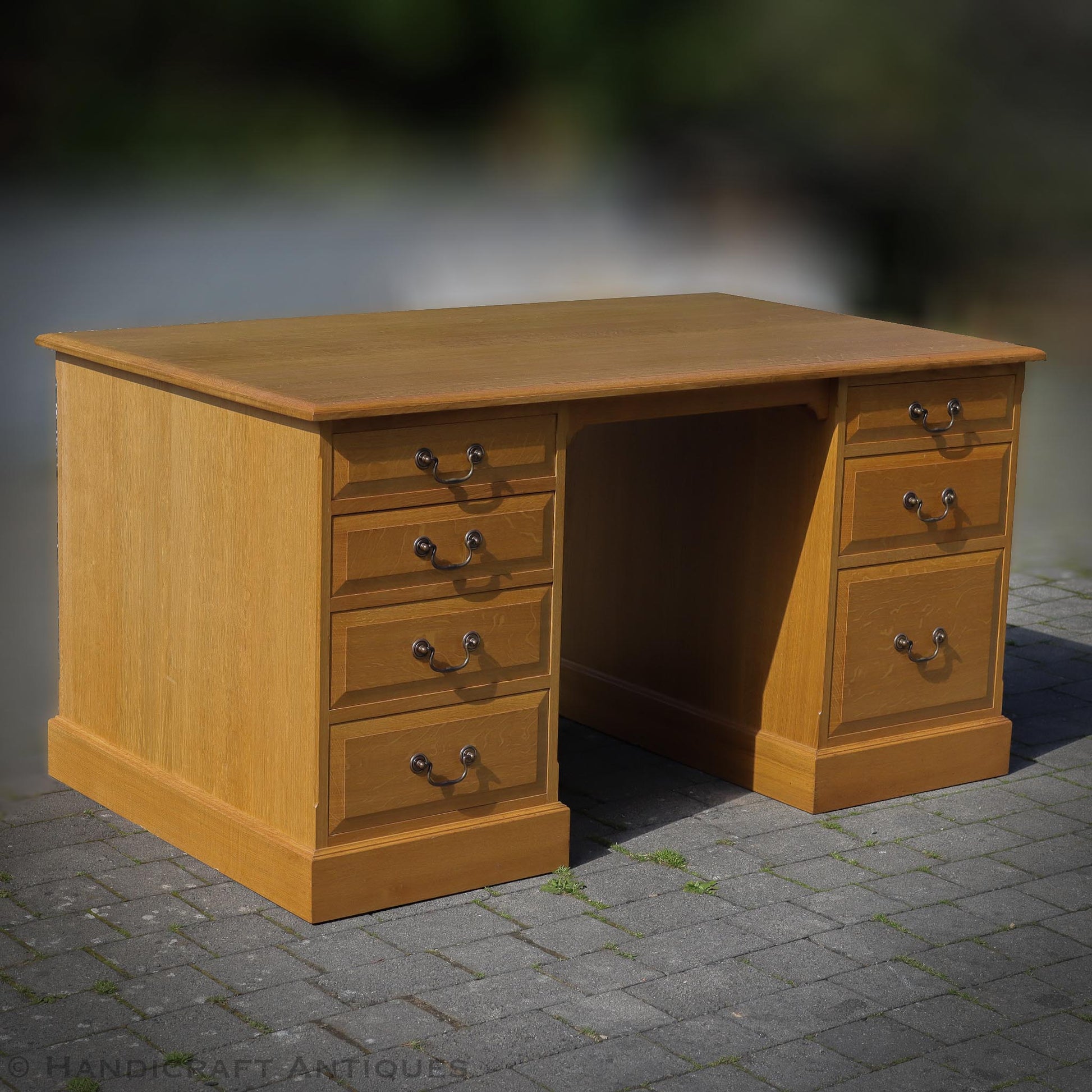 Andrew  Jordon Arts & Crafts Lakes School English Oak Pedestal Desk