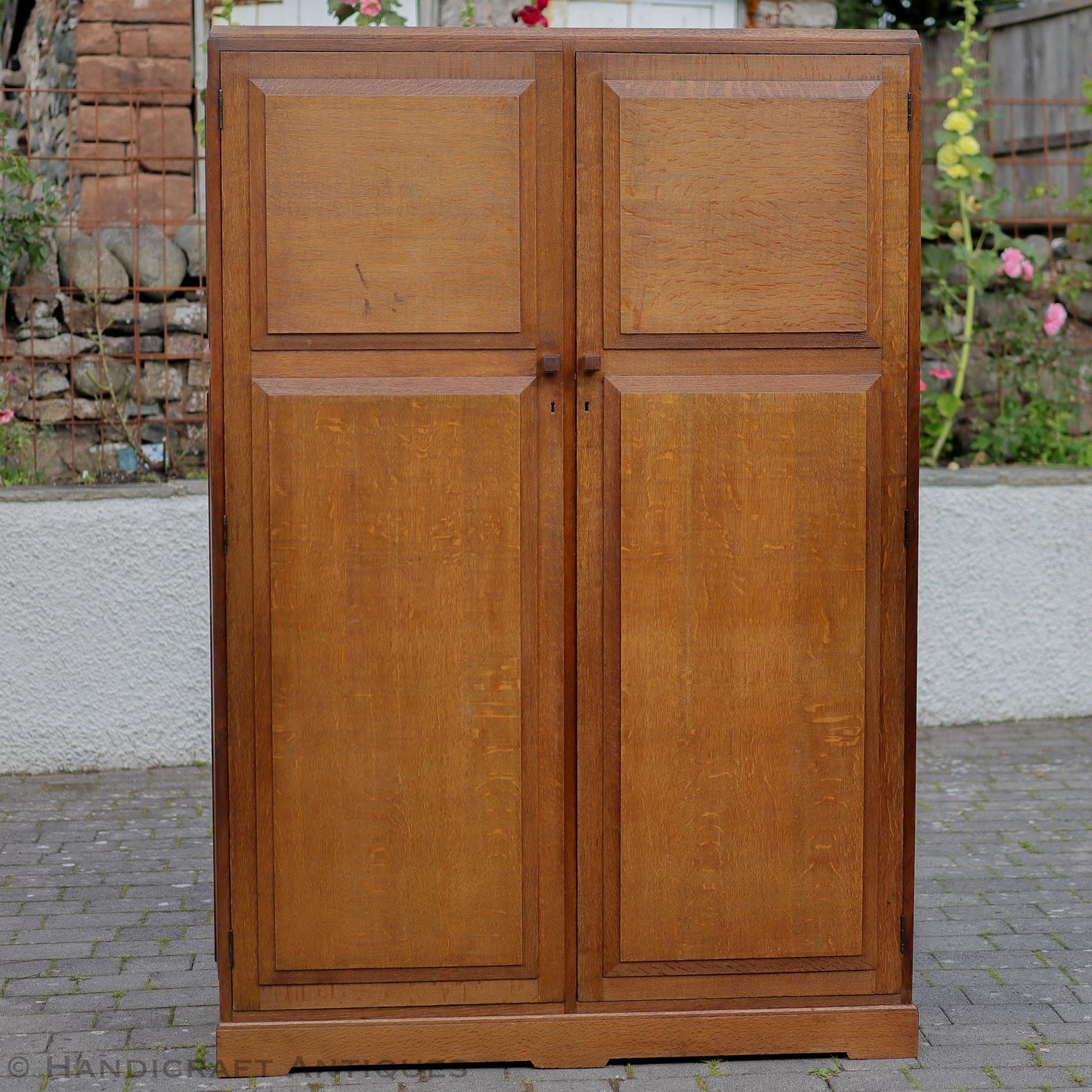 Brynmawr Furniture Company  Arts & Crafts Cotswold School English Oak Wardrobe c. 1930.