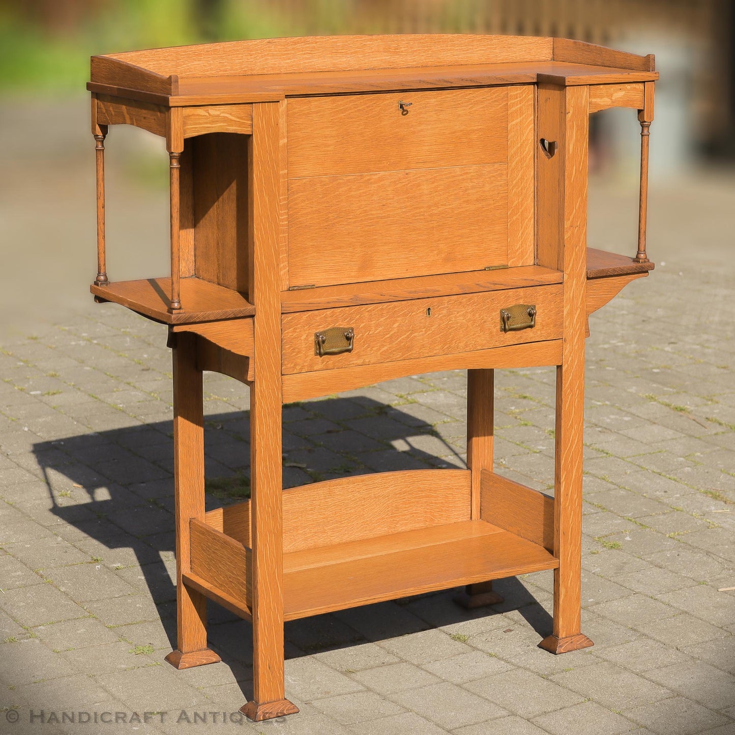 Liberty & Co Arts & Crafts Cotswold School English Oak Bureau c. 1920.