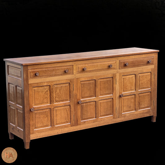 Colin 'Beaverman' Almack (Ex-Mouseman) Arts & Crafts Yorkshire School English Oak Sideboard