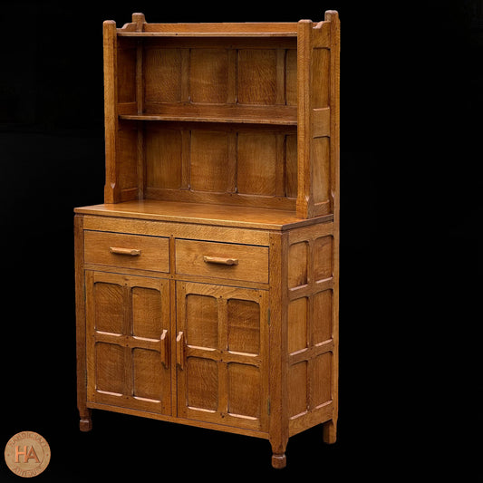 Sid Pollard [ex-Mouseman] Arts & Crafts Yorkshire School English Oak Dresser c. 1980.