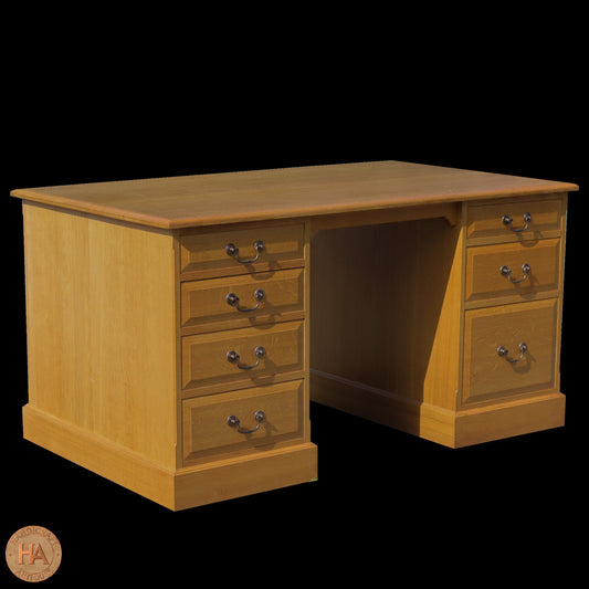 Andrew  Jordon Arts & Crafts Lakes School English Oak Pedestal Desk