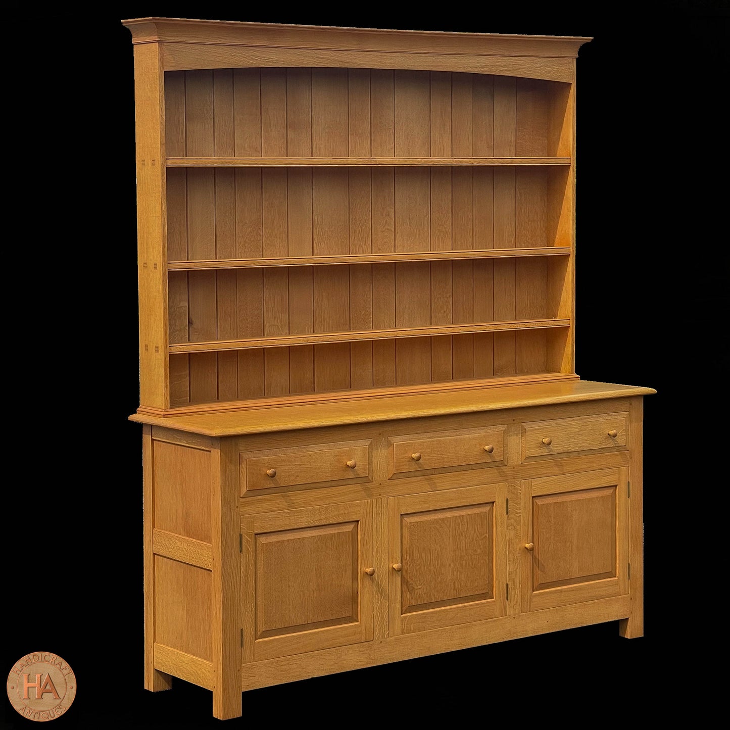 Peter Hall of Staveley Arts & Crafts Lakes School English Oak Dresser 1997.