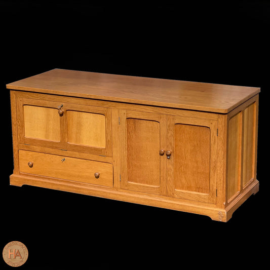 Michael 'Seahorseman‘ Riley Arts & Crafts Yorkshire School English Oak Media Unit post 1990.