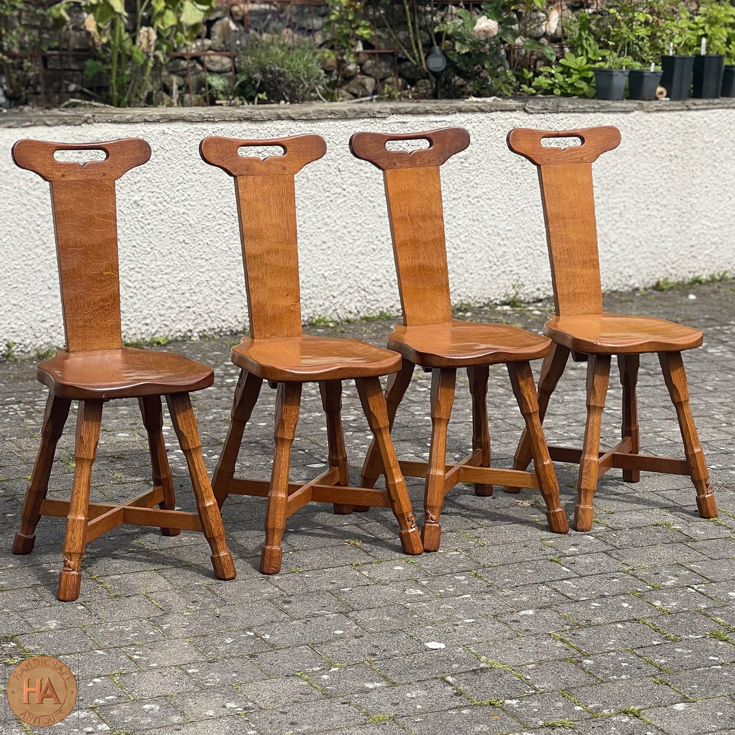 4 Don 'Foxman' Craven (Ex-Mouseman) Arts & Crafts Yorkshire School Oak Chairs