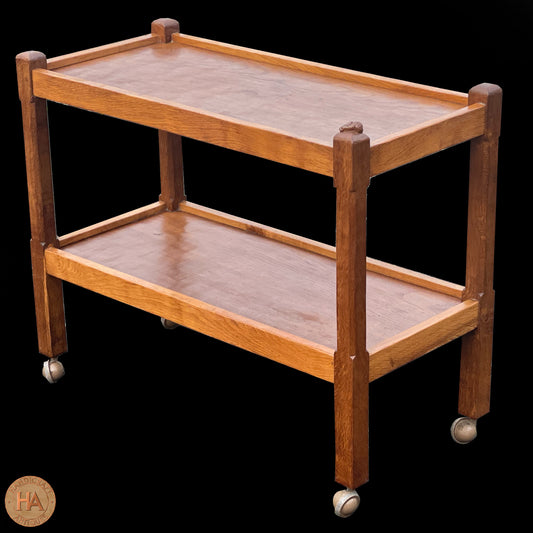 Peter ‘Rabbitman’ Heap Arts & Crafts Yorkshire School English Oak Tea Trolley c. 1970.