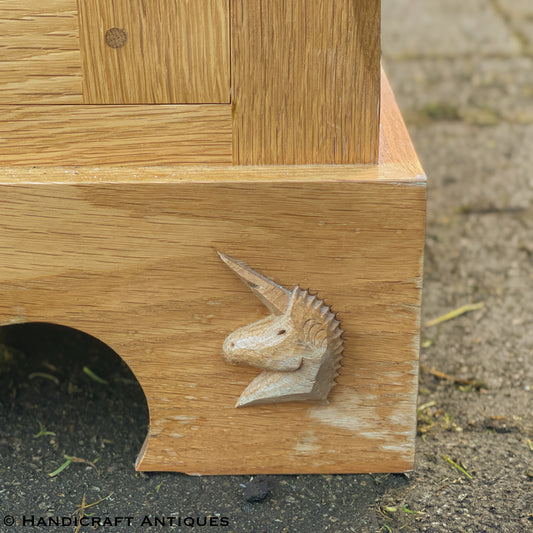 Coxwold Cabinet Makers 'Unicornman' Arts & Crafts Yorkshire School Oak Dresser post 1990.