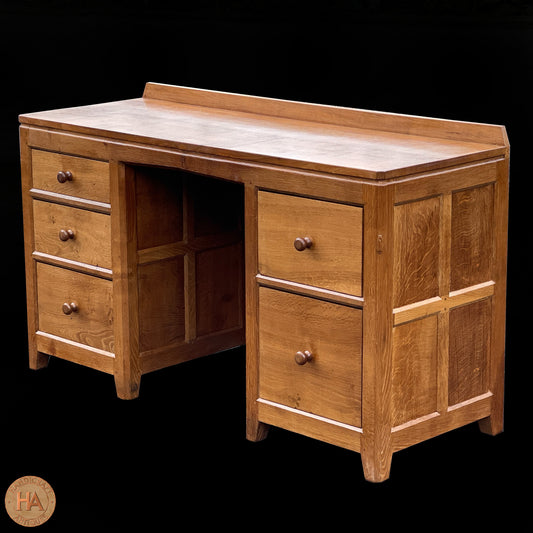 Peter ‘Rabbitman’ Heap Arts & Crafts Yorkshire School English Oak Desk