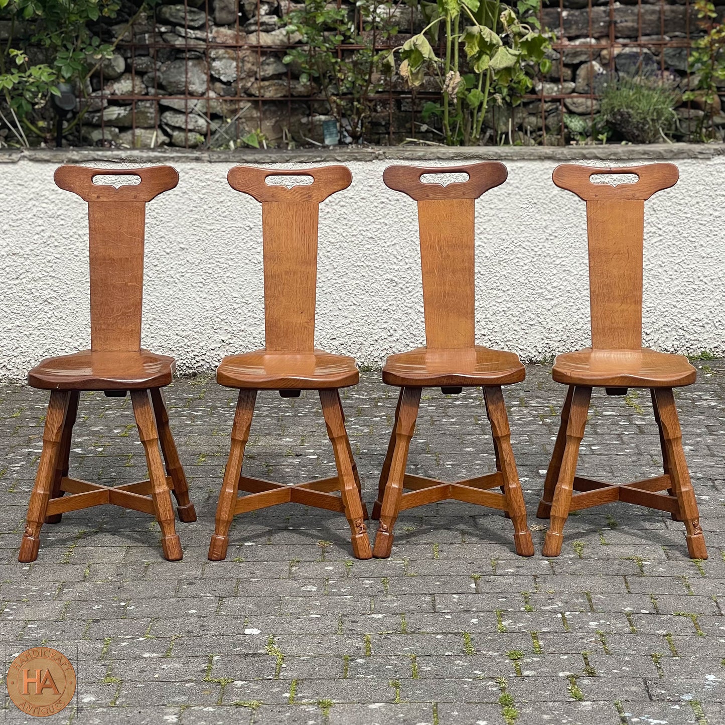 4 Don 'Foxman' Craven (Ex-Mouseman) Arts & Crafts Yorkshire School Oak Chairs