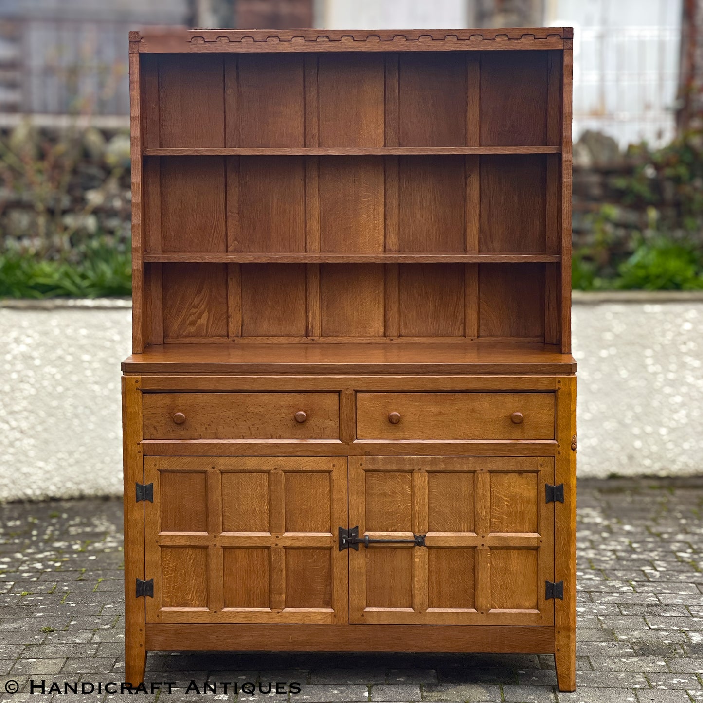 Peter ‘Rabbitman’ Heap Arts & Crafts Yorkshire School English Oak Dresser c 1970.