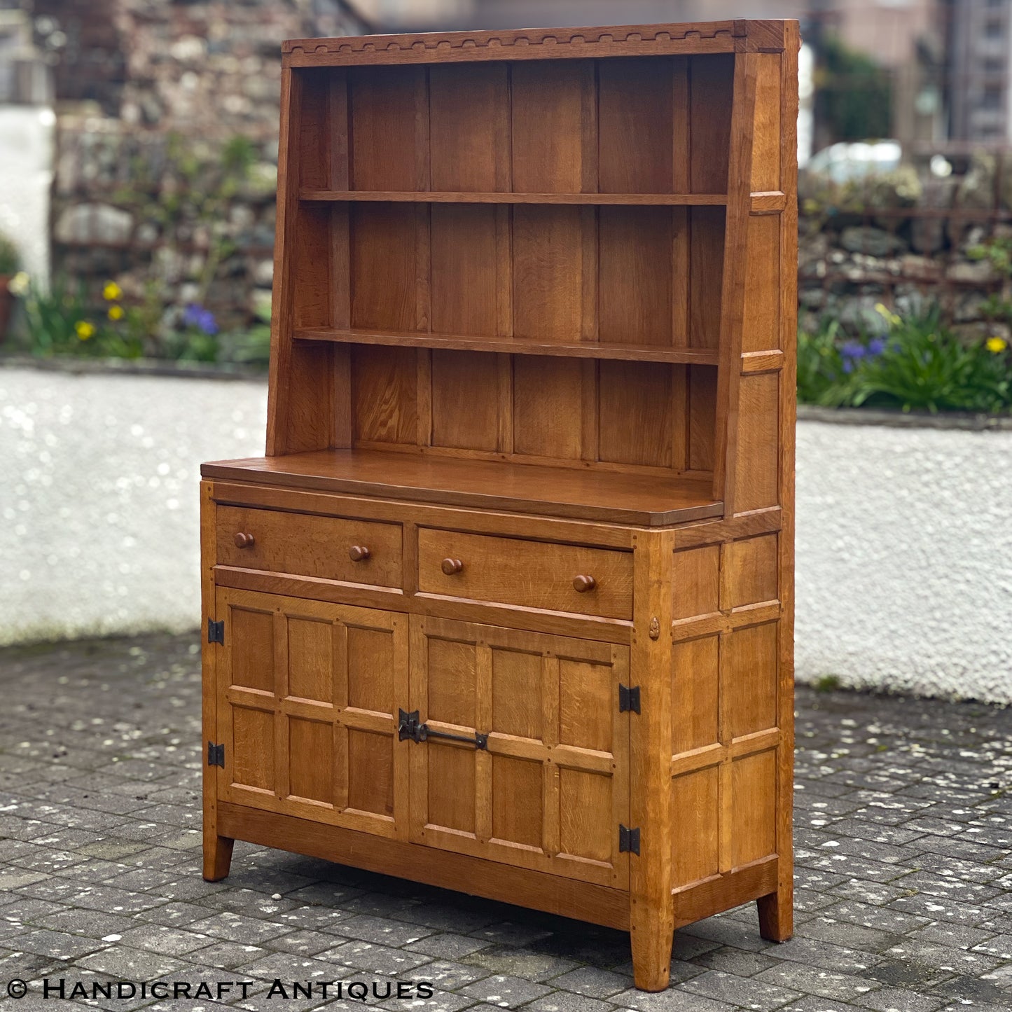 Peter ‘Rabbitman’ Heap Arts & Crafts Yorkshire School English Oak Dresser c 1970.