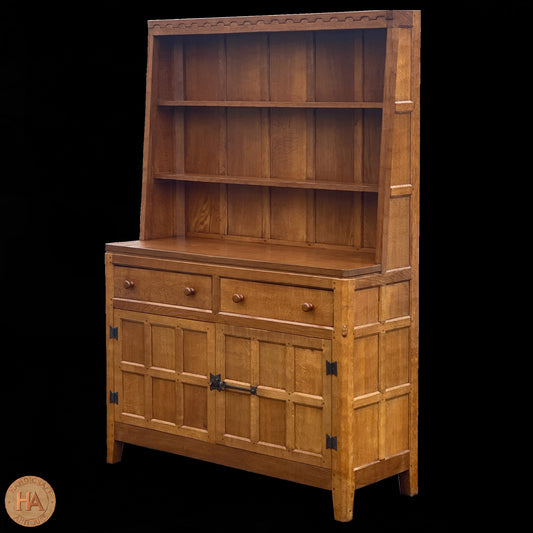 Peter ‘Rabbitman’ Heap Arts & Crafts Yorkshire School English Oak Dresser c 1970.