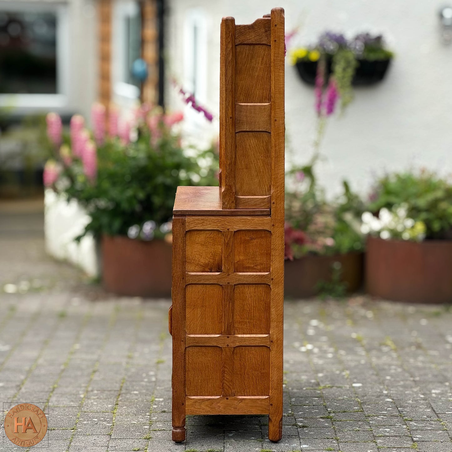 Sid Pollard [ex-Mouseman] Arts & Crafts Yorkshire School English Oak Dresser c. 1980.