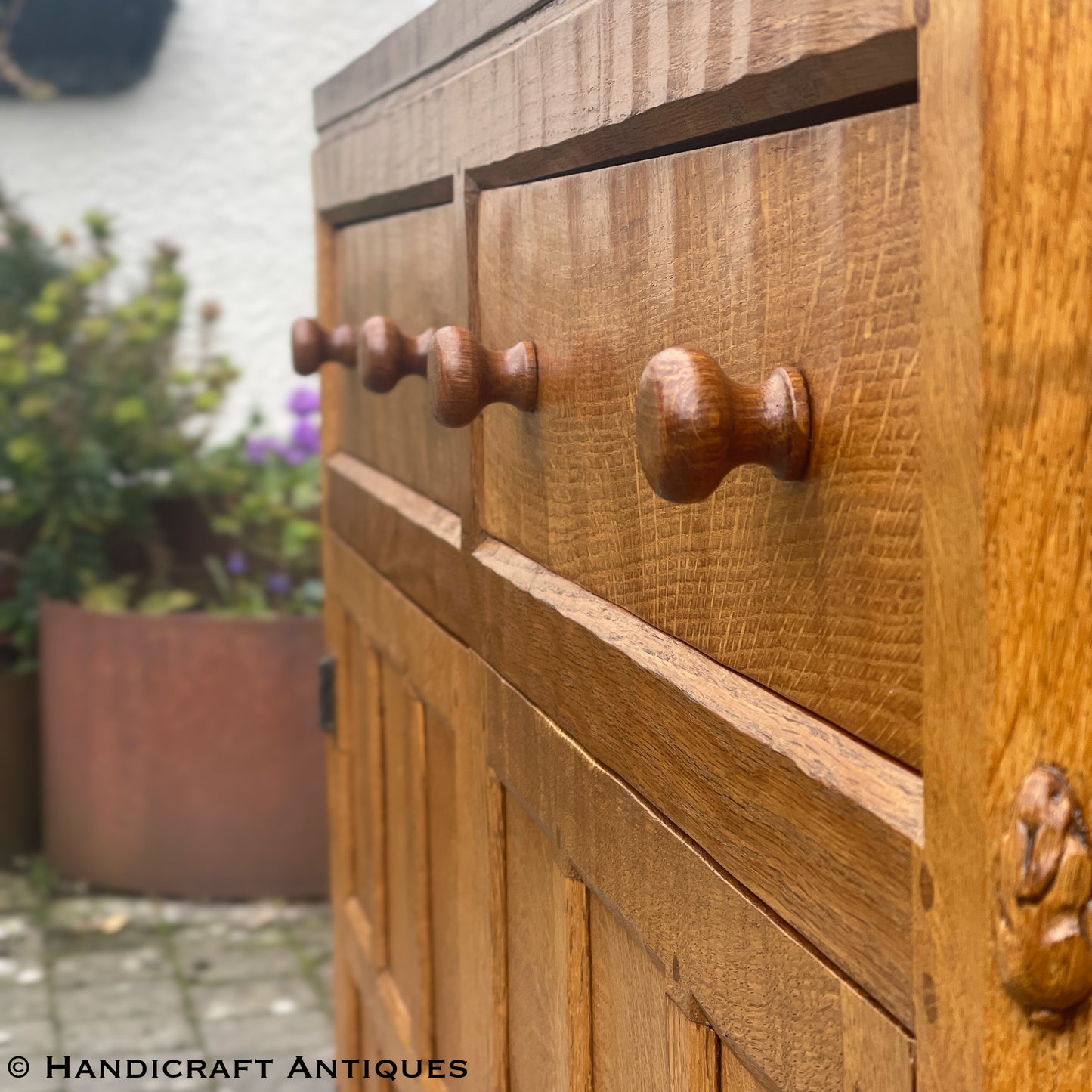 Peter ‘Rabbitman’ Heap Arts & Crafts Yorkshire School English Oak Dresser c 1970.