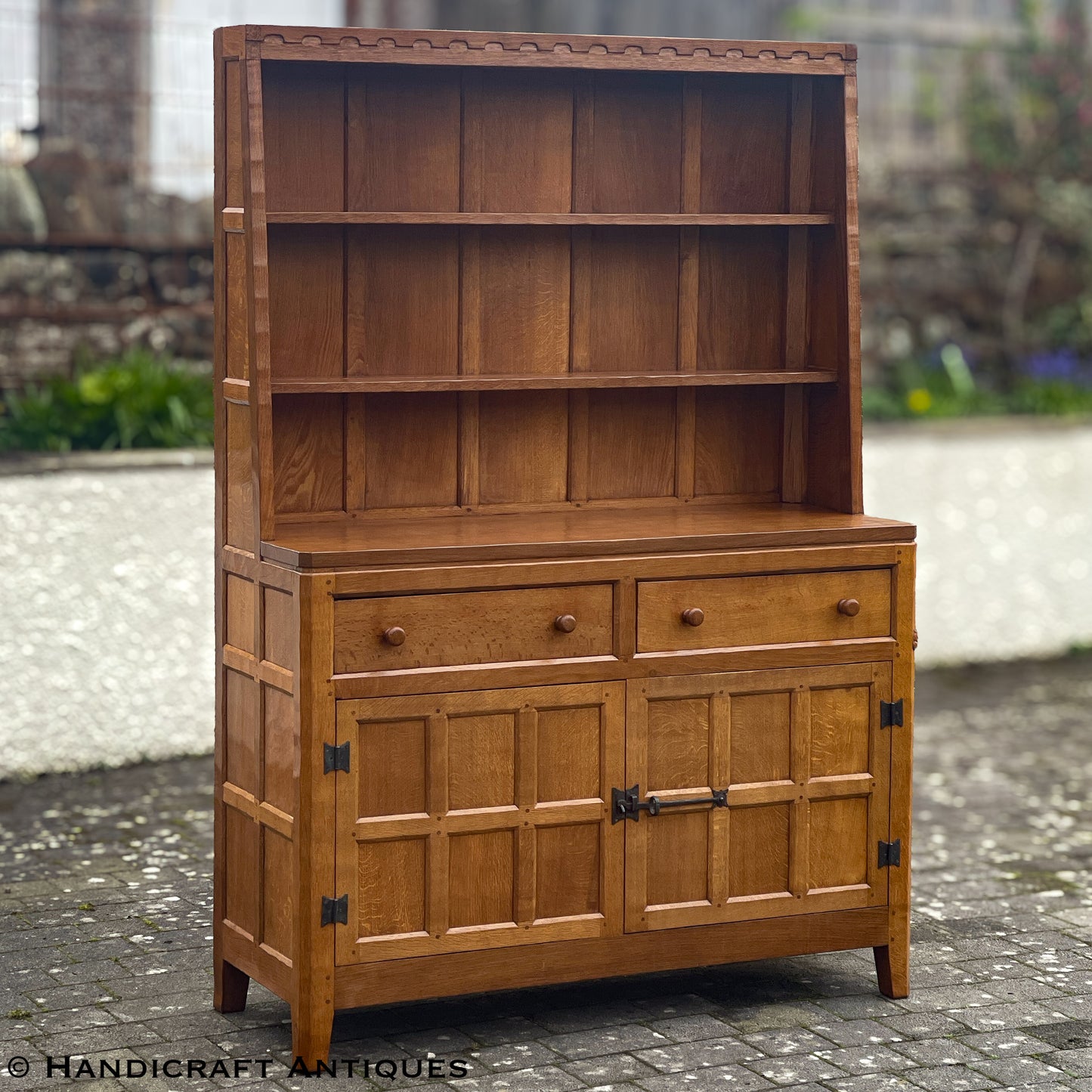 Peter ‘Rabbitman’ Heap Arts & Crafts Yorkshire School English Oak Dresser c 1970.