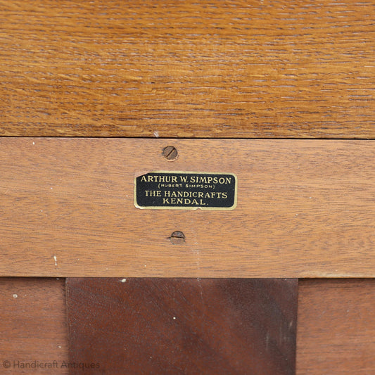 Arthur W. Simpson Arts & Crafts Lakes School English Oak Sideboard 1930.