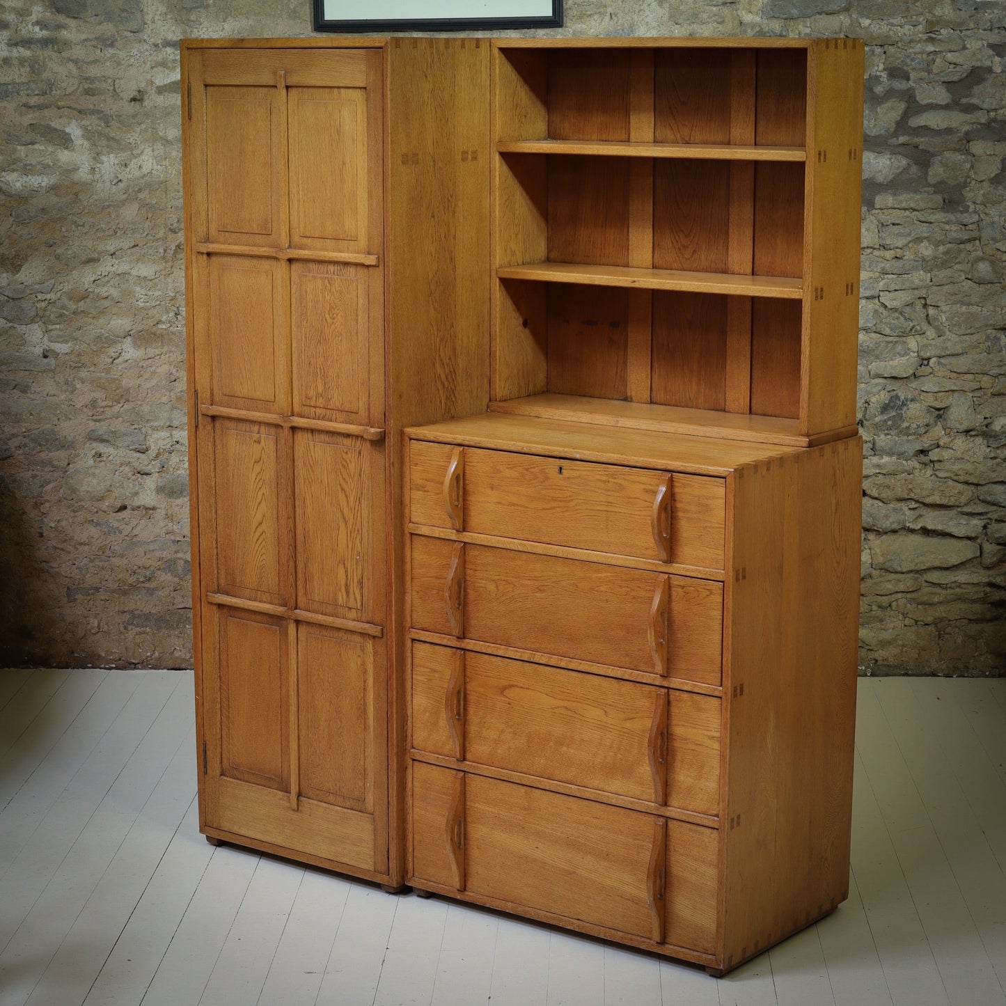 Peter Waals Arts & Crafts Cotswold School English Oak Wardrobe c.1935